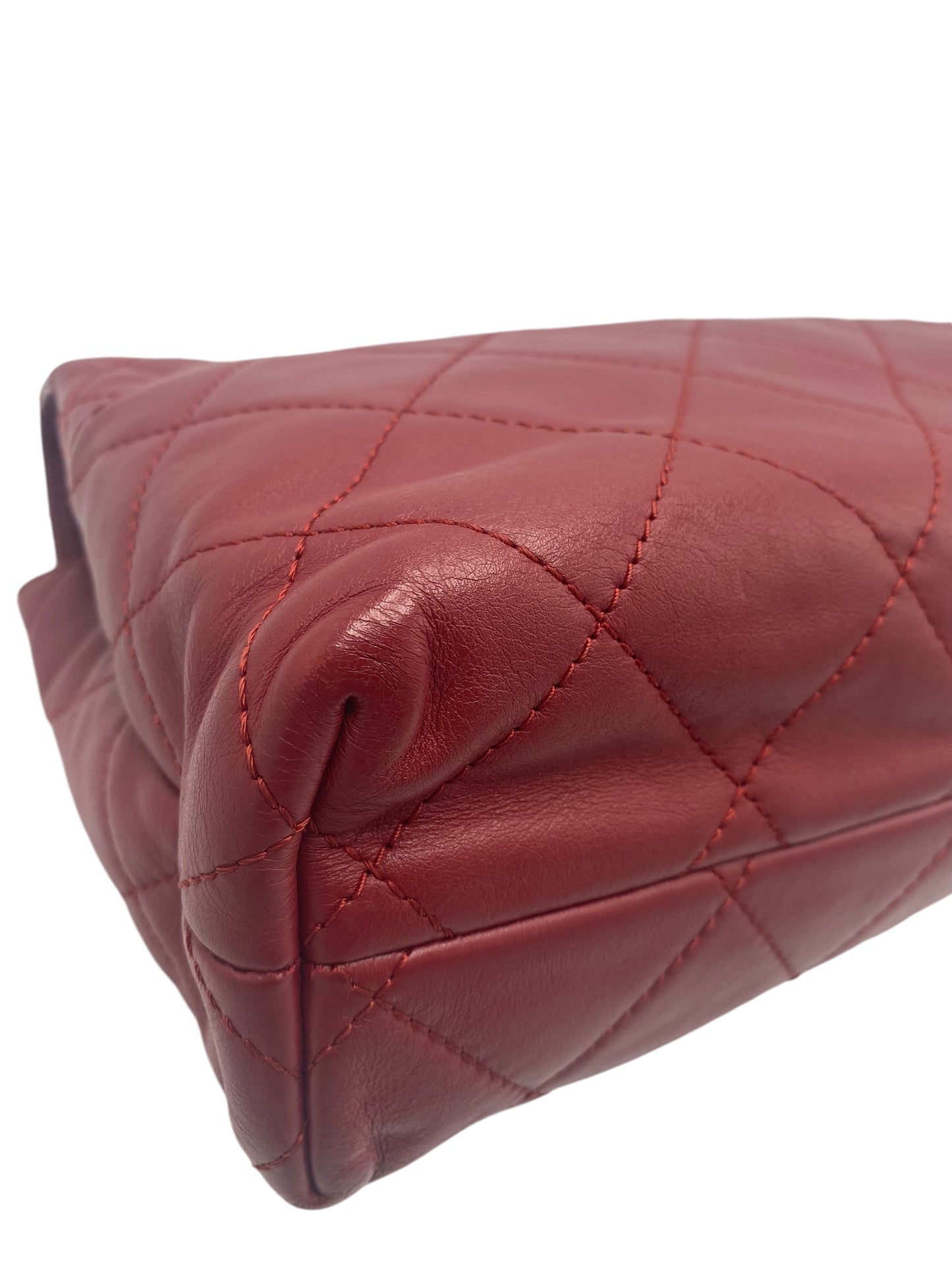 Chanel In The Business Dark Red Quilted Leather Classic Flap Bag SHW