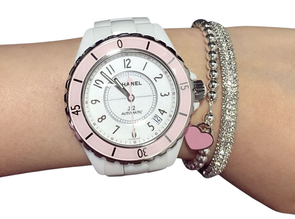 Chanel Limited Edition J12 Automatic 38mm (Large Bezel) Pink White Ceramic Watch