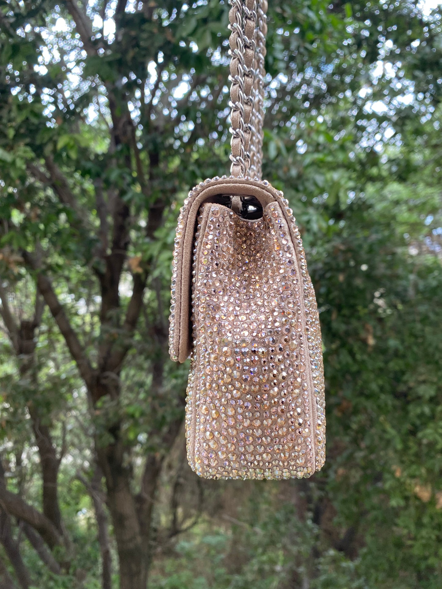 Chanel 2015 Swarovski Crystals Mini Square Classic Flap Bag