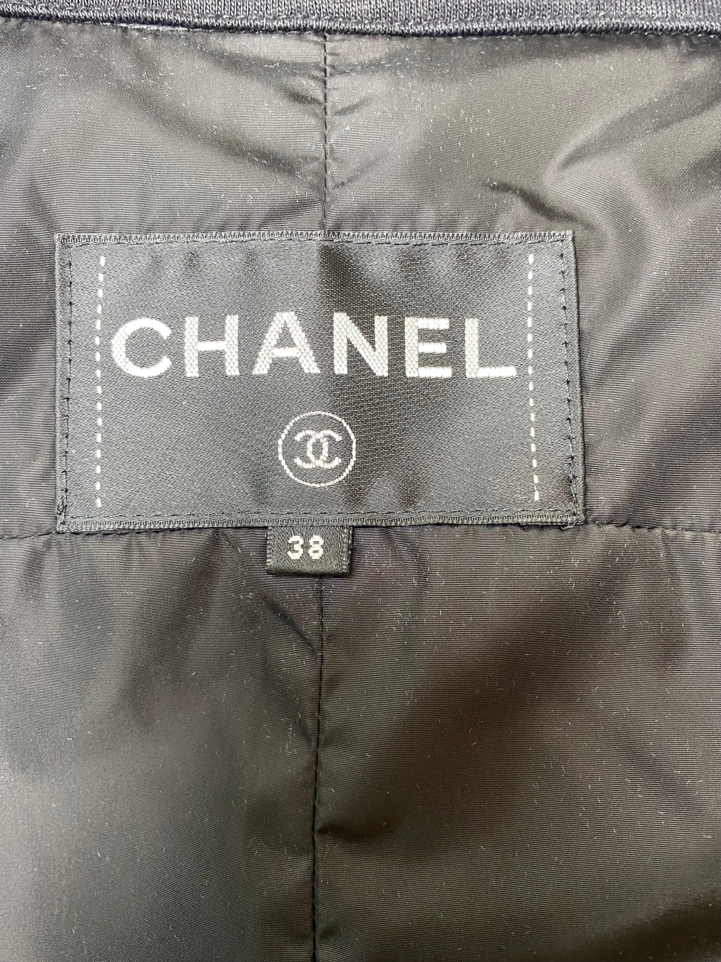 Chanel 2019 Black Hoodie Zip Up Bomber Quilted Sport Jacket FR 38
