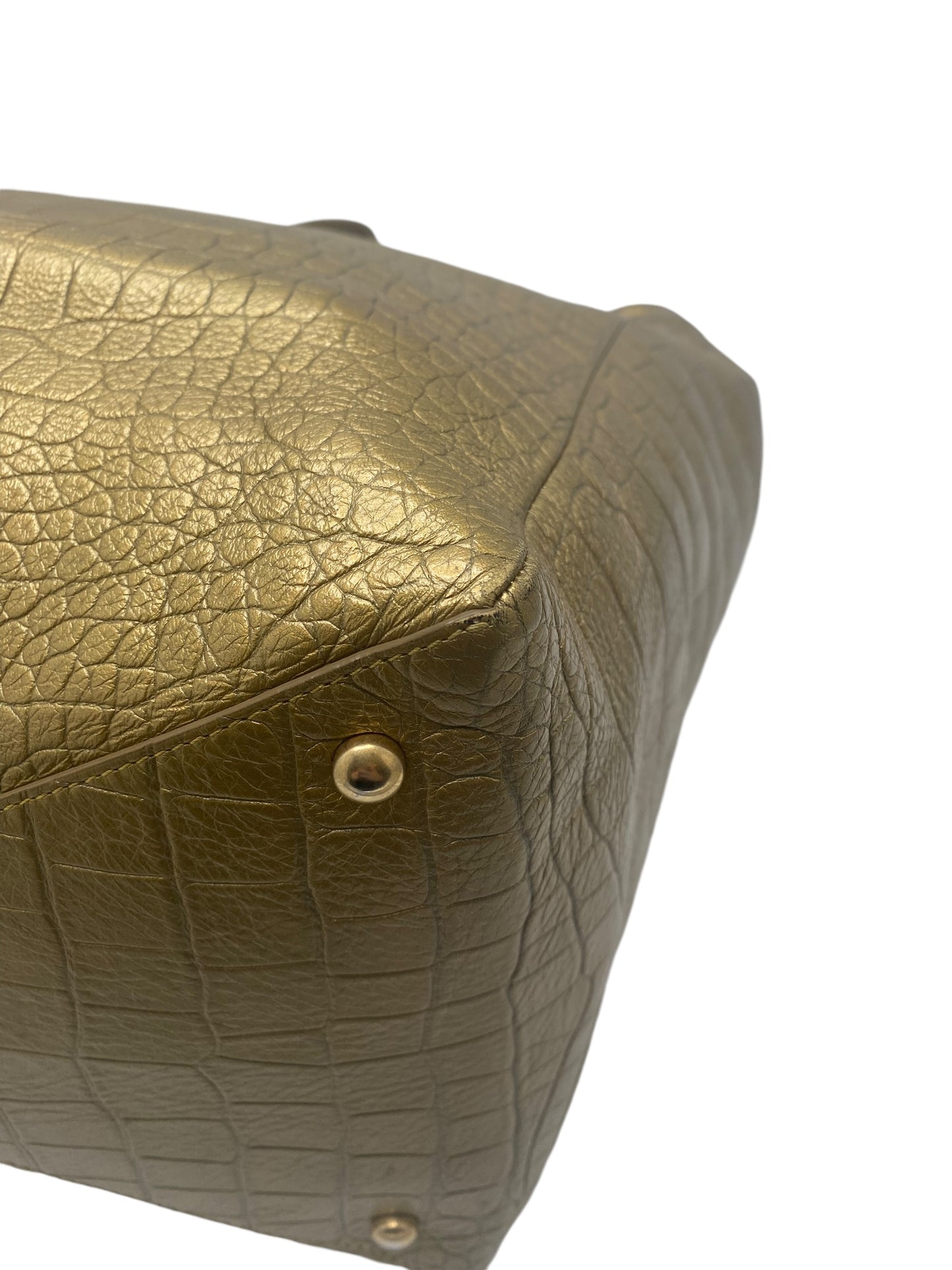 Chanel 19A Paris-New York Egyptian Limited Edition Croc Embossed Gold Leather Shopping Tote