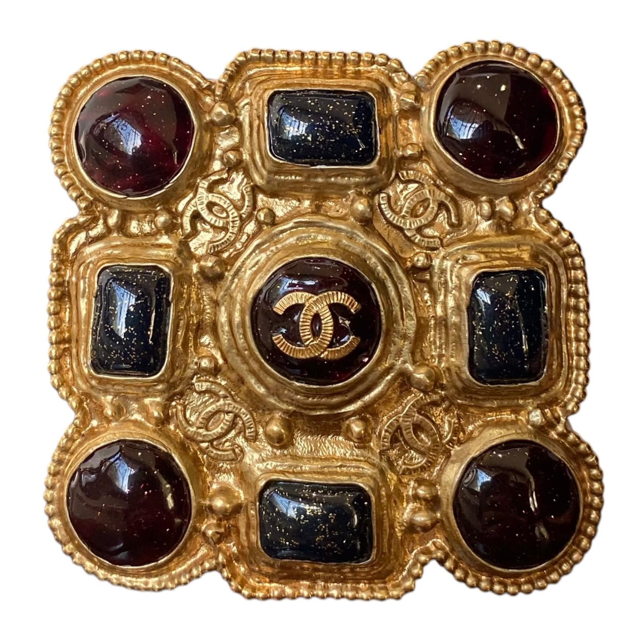 Chanel 11A Paris Byzance Gripoix Large Gold Brooch Pendant