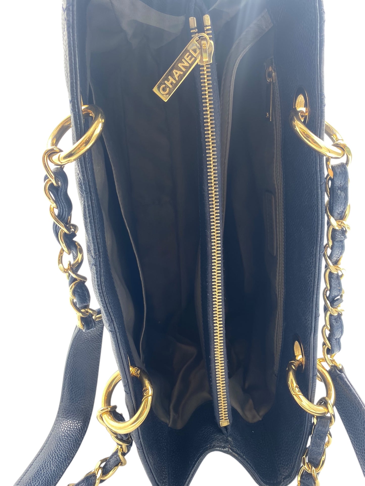 Chanel Dark Navy Blue Caviar GST Grand Shopping Tote Gold Hardware GHW