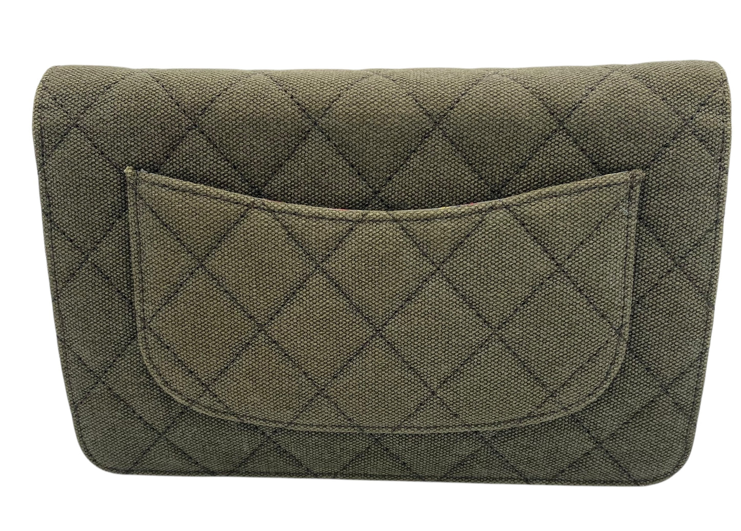 Chanel 17C Paris-Cuba Charms Military Green Canvas WOC Clutch Wallet on Chain