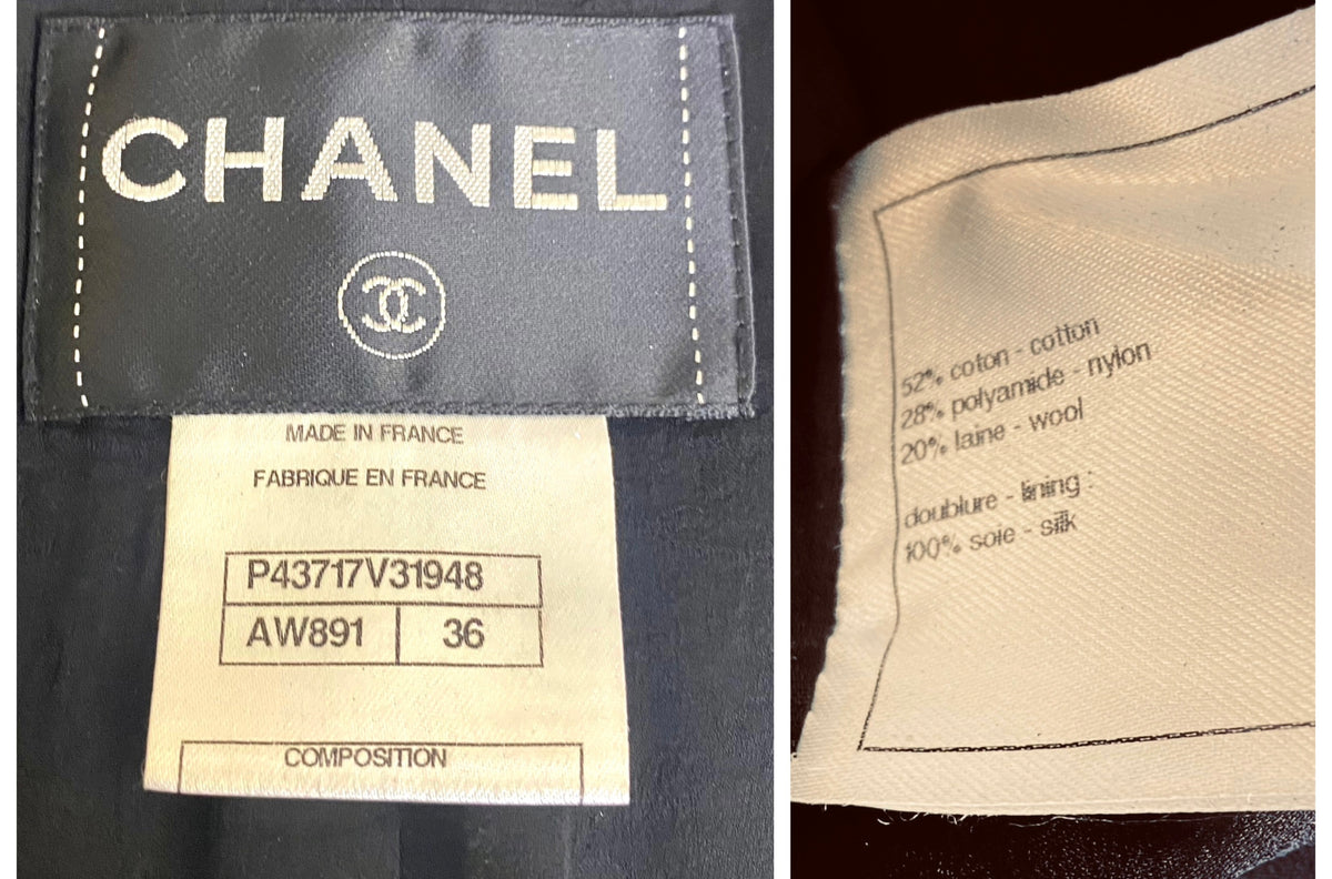 Chanel 12P Double Breasted Silver Metallic Graffiti Black Jacket FR 36