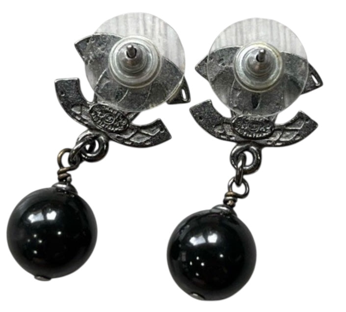Chanel 13K ‘Globalization’ CC World Map Globe Black Ruthenium Drop Earrings