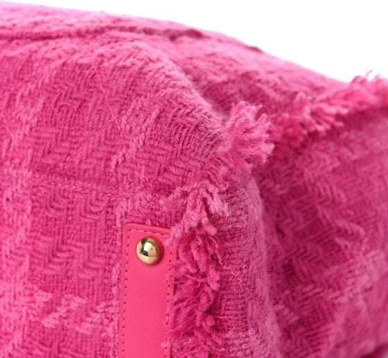 Chanel 19K Giant Large Logo Pink Fuscia Wool Tweed Shopping Bag GHW