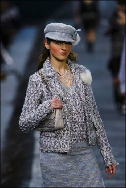 Chanel 04A Runway Baby Pink Light Grey Fantasy Tweed Jacket FR 38