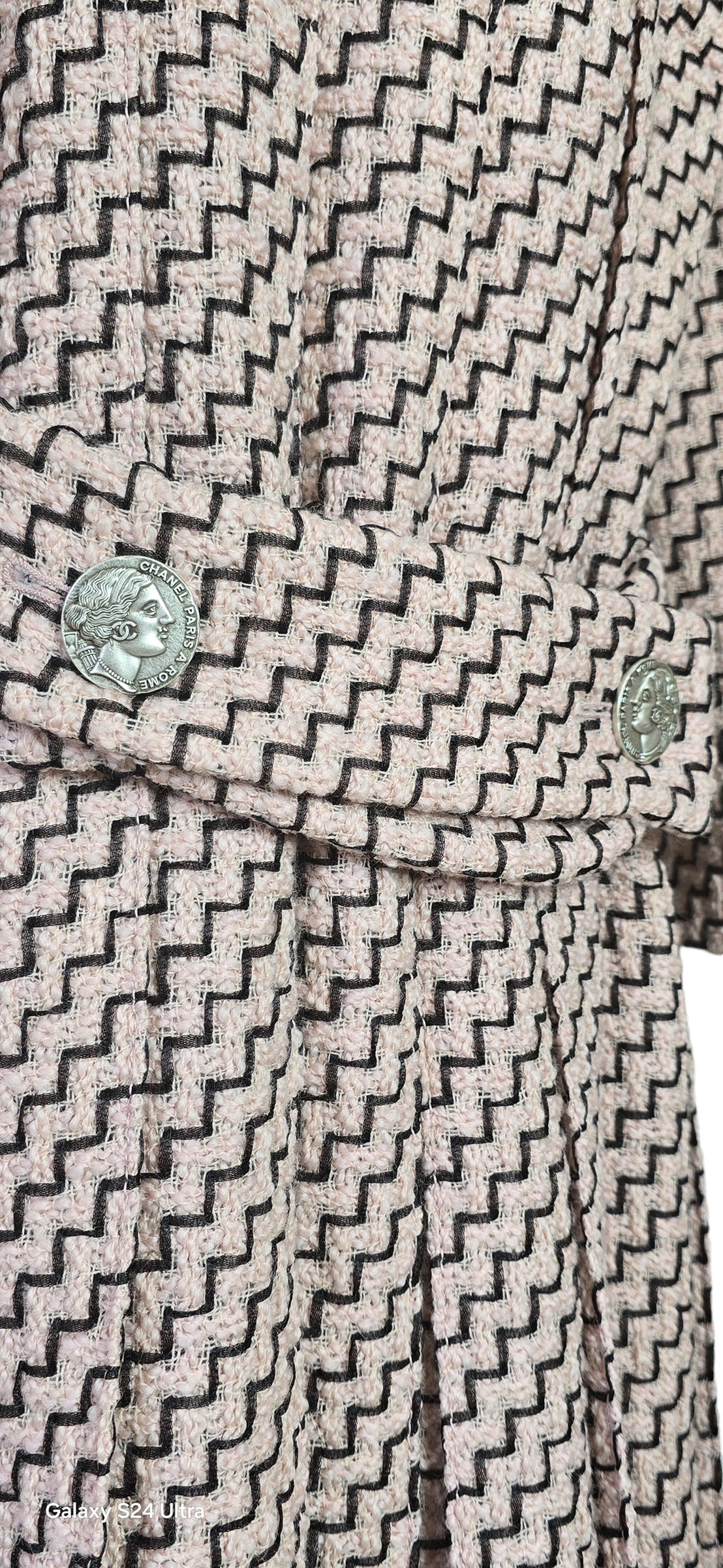 Chanel 16A Paris-Rome Runway Pink White Dress Coat FR 38