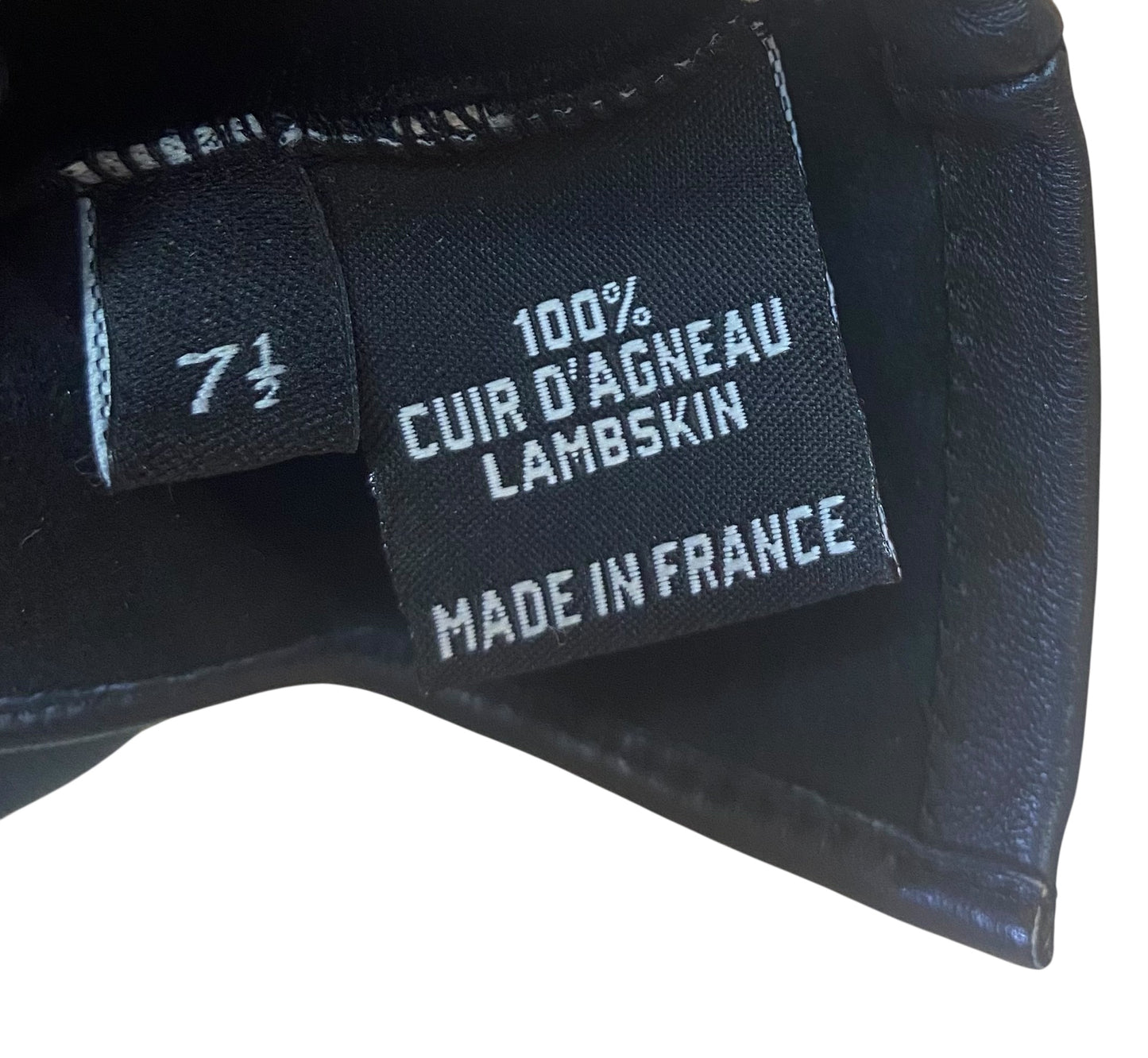 Chanel 22S All Over CC Logo Leather Black White Fingerless Gloves 7.5