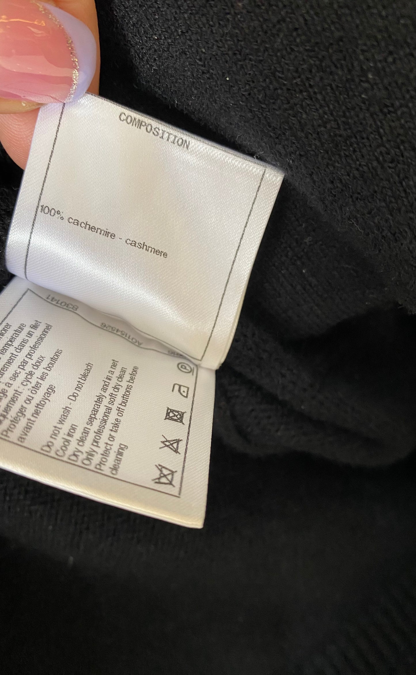 Chanel Cashmere Black Classic Cardigan FR 44