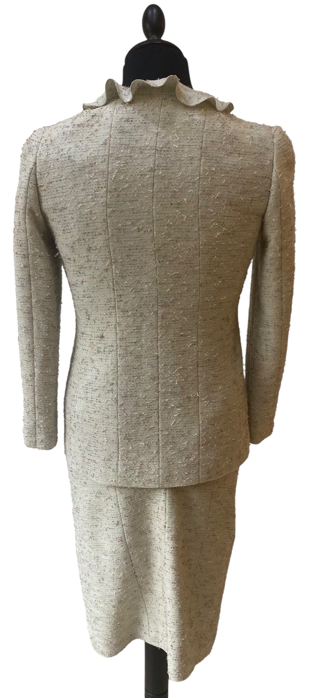 Rare 3 Piece SET Chanel 99A Mint Green Tweed Skirt Suit Matching Crossbody Bag FR 42