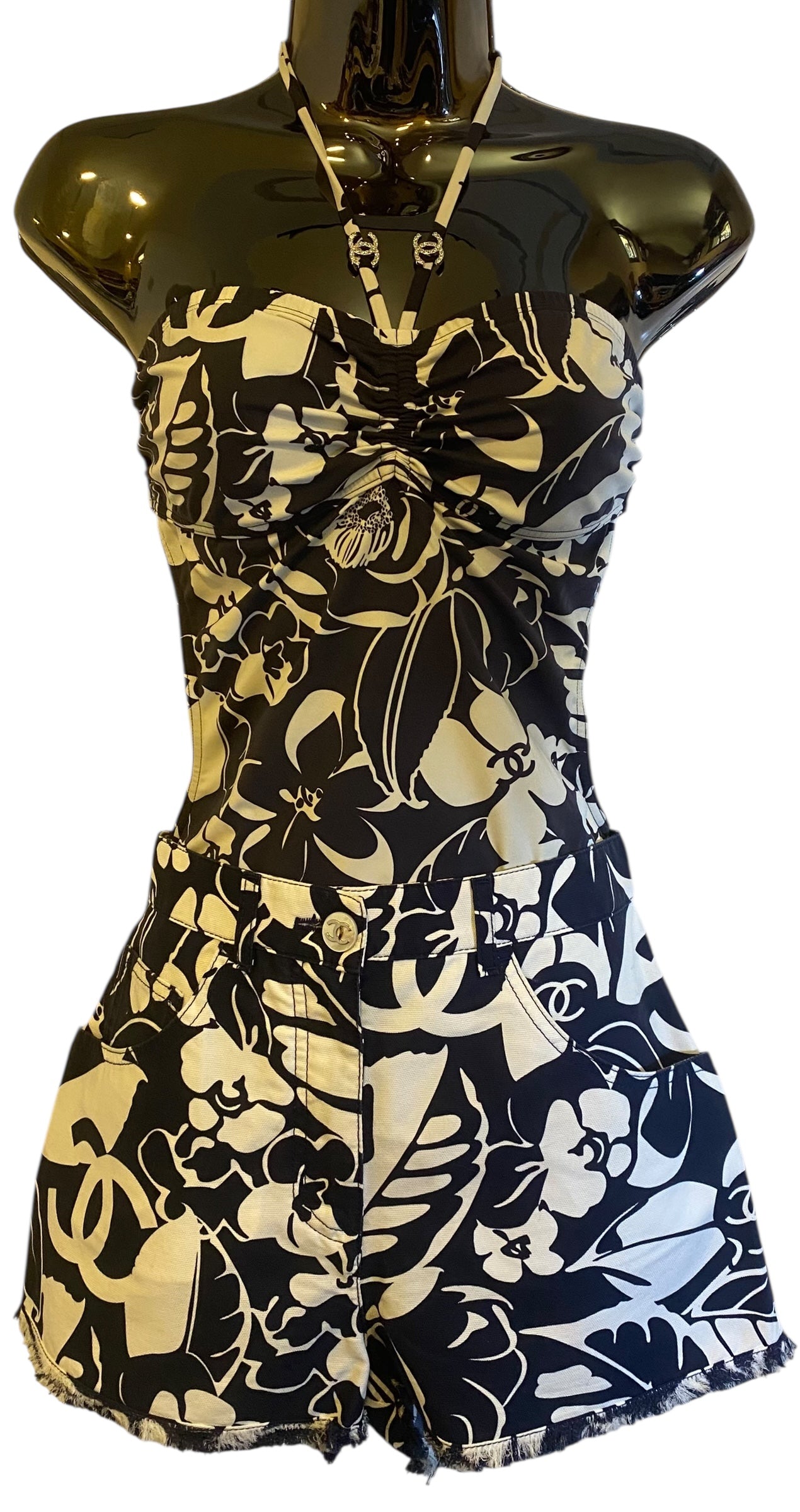 Chanel 2021 Coco Beach Swimsuit and Shorts SET FR 38/40