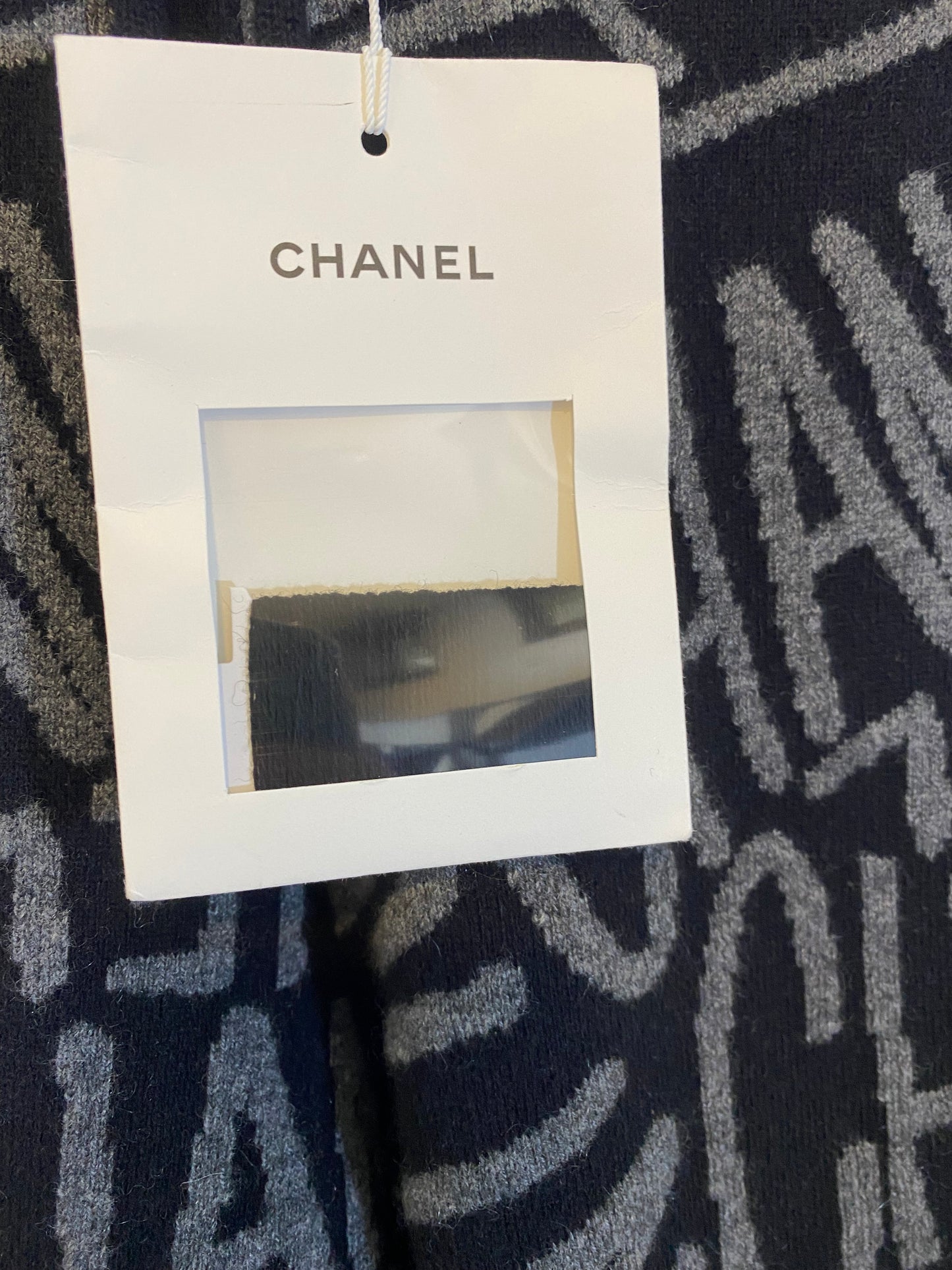 NWT Chanel Logo 21N Coco Neige Black Grey Cashmere Bottoms Lounge Pants FR 38