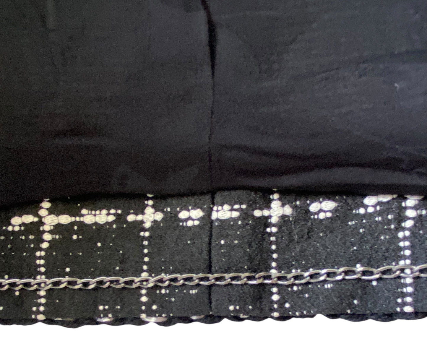Chanel 14P Black White Grid Tweed Braided Trim Double Breasted Collarless Jacket FR 36