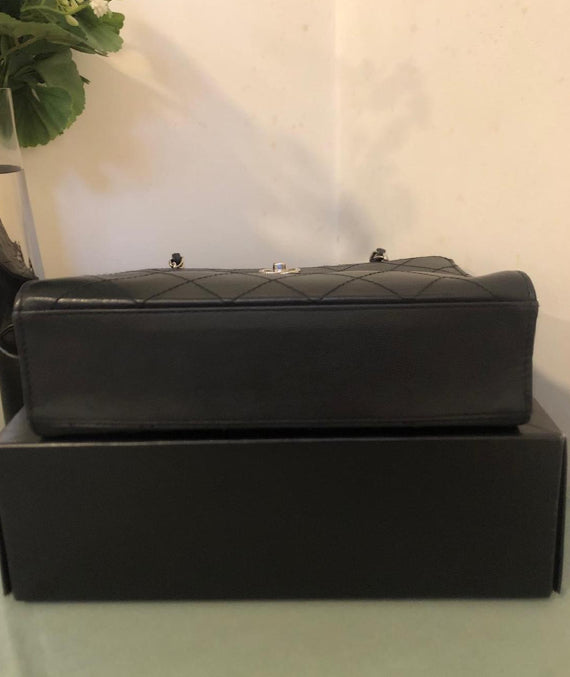 Chanel Vintage 1998 Black Caviar Leather Medium Tote with Silver Hardware