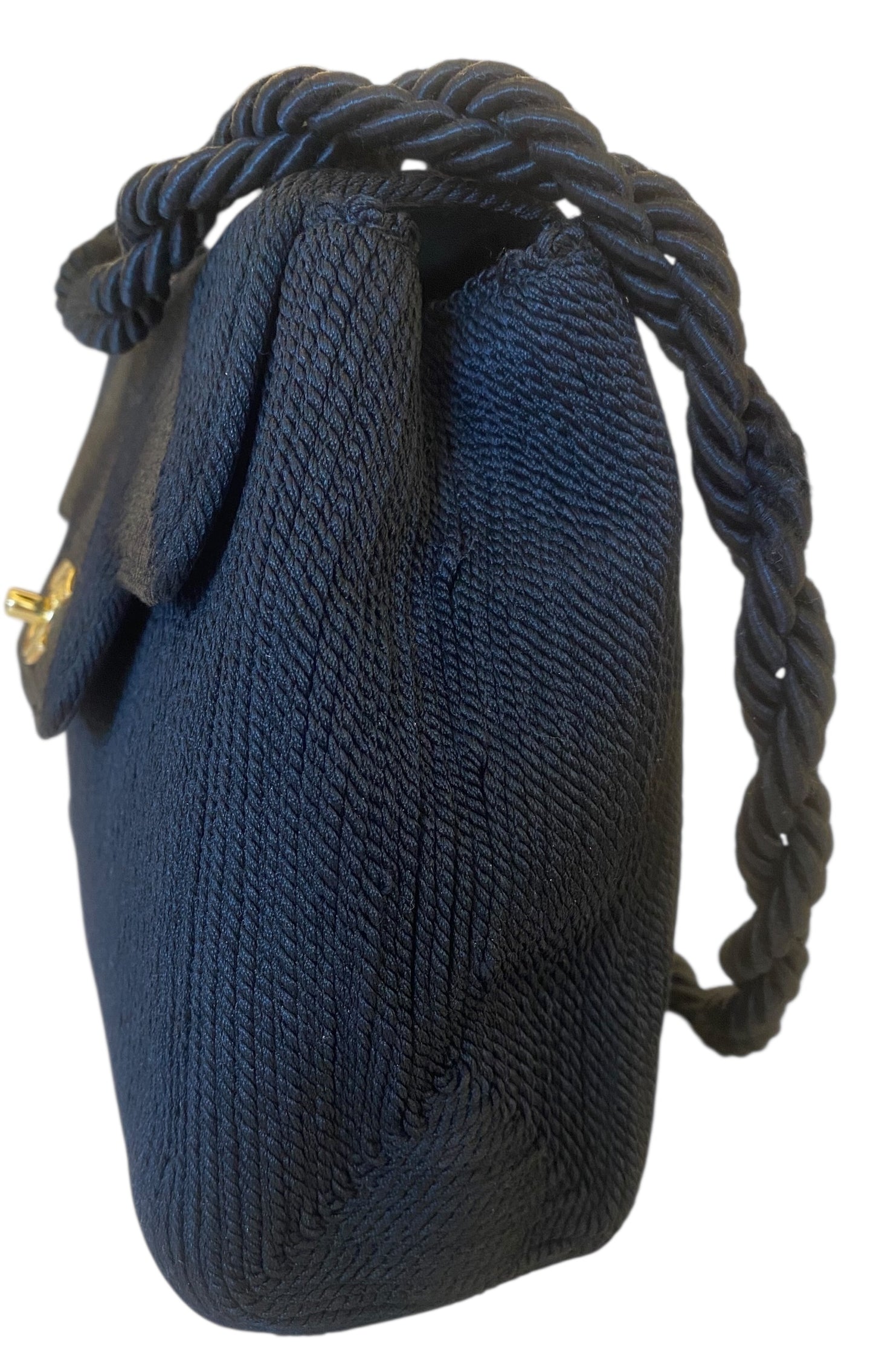 Vintage Chanel 1997 Silk Rope Woven Kelly Flap Bag 24K Gold Hardware
