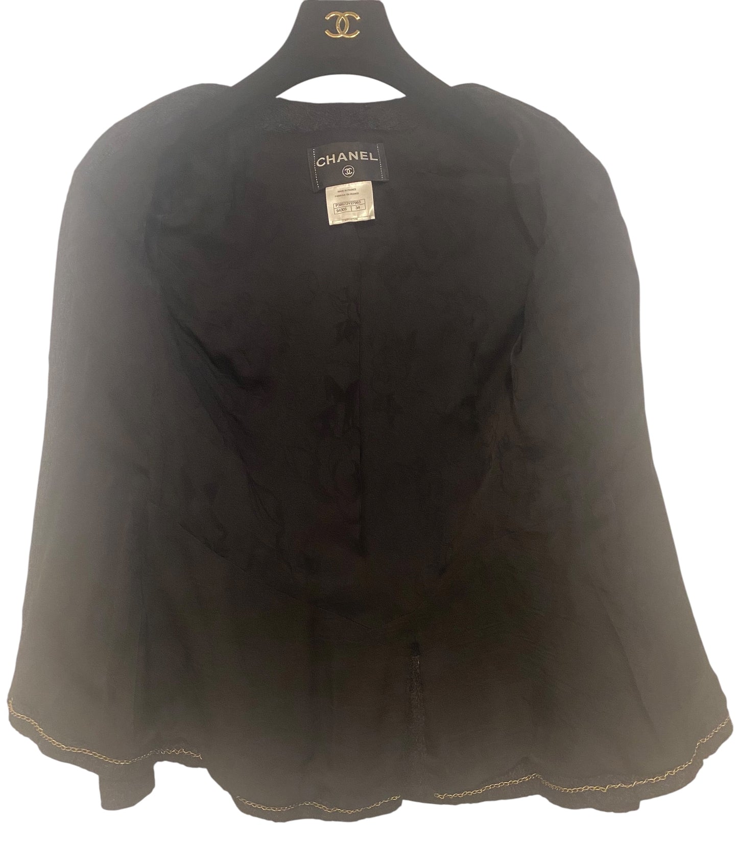 CHANEL 10A PARIS-SHANGHAI BLACK TWEED BRAIDED TRIM JACKET FR 34