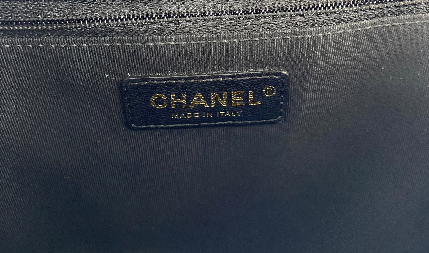 Chanel 2019 Black Caviar New Medium Boy Bag Aged Gold Hardware
