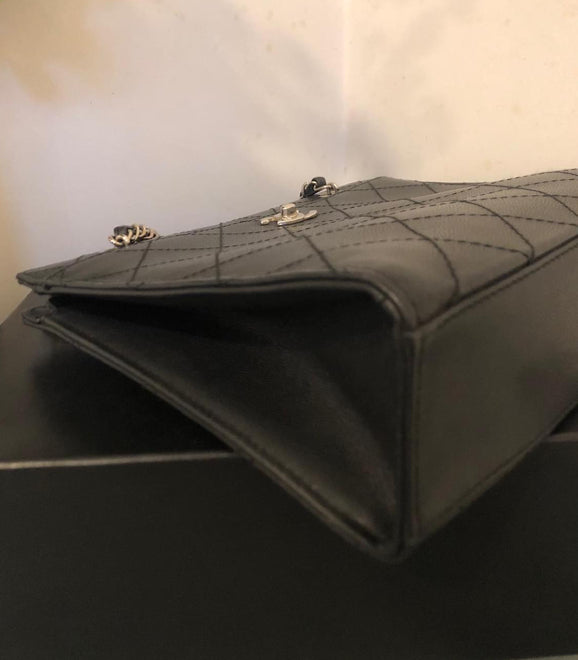 Chanel Vintage 1998 Black Caviar Leather Medium Tote with Silver Hardware