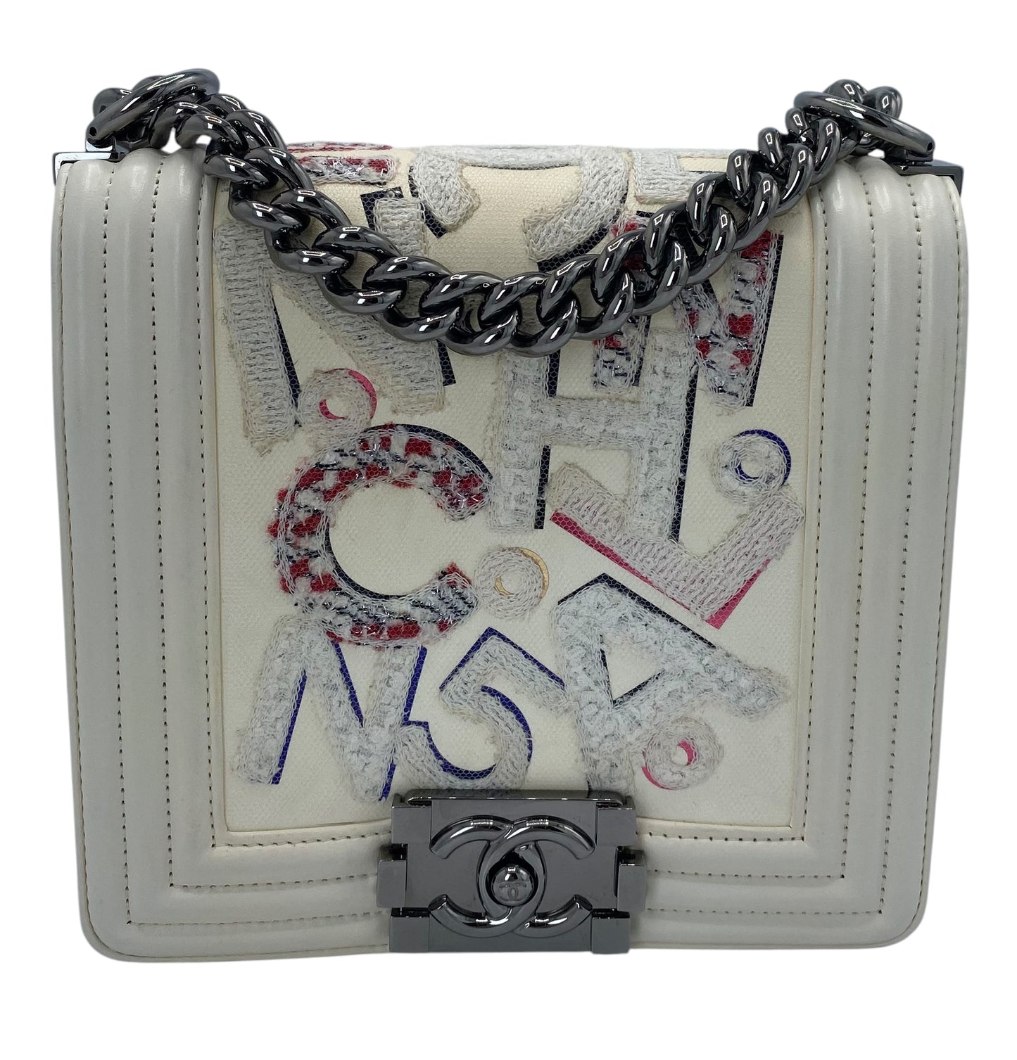 Chanel 14S Rare Limited Edition No 5 Graffiti Lambskin Boy Bag