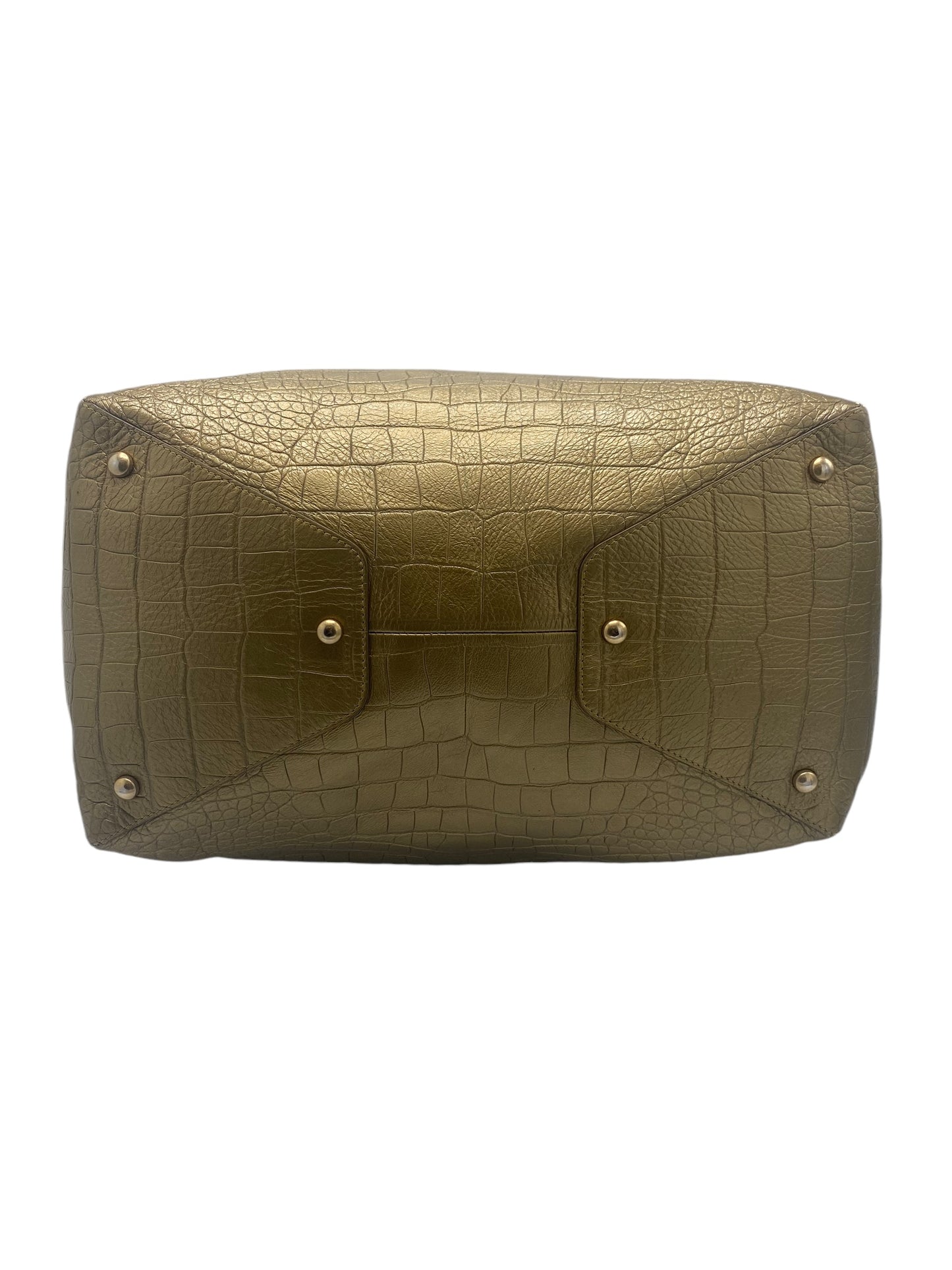 Chanel 19A Paris-New York Egyptian Limited Edition Croc Embossed Gold Leather Shopping Tote