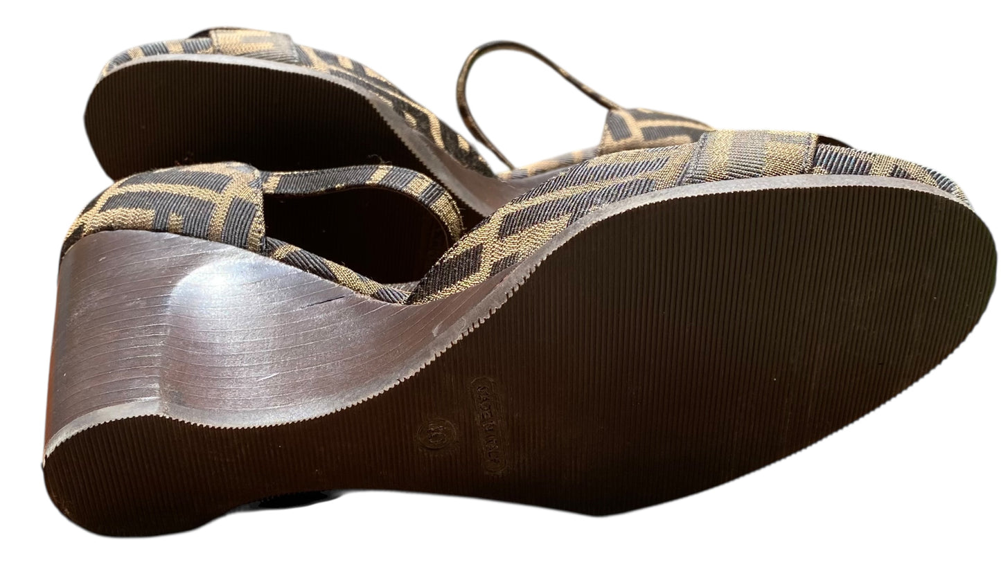 Fendi Zucca FF Logo Canvas D'Orsay Pumps Size 40
