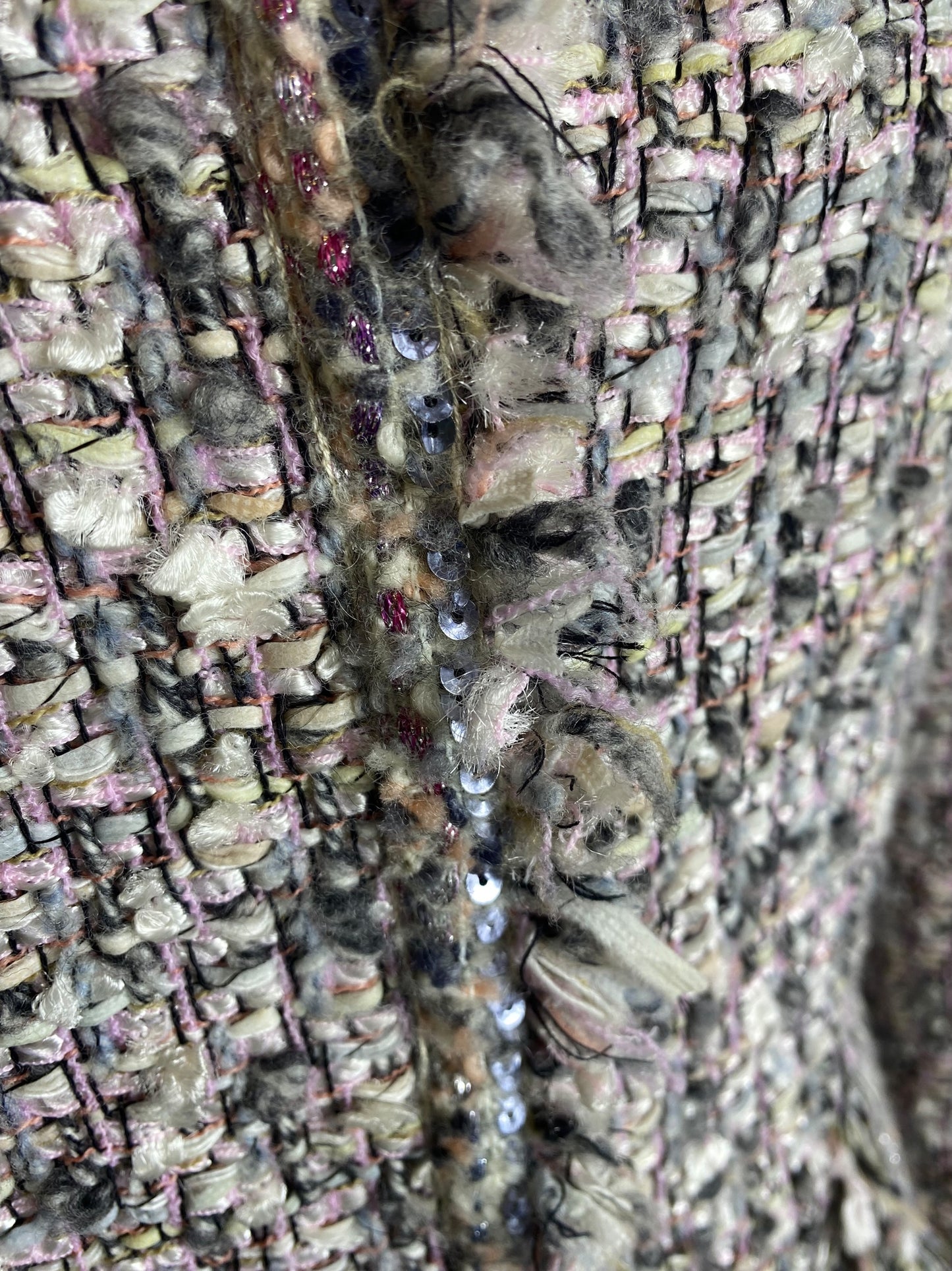 Chanel 04A Runway Baby Pink Light Grey Fantasy Tweed Jacket FR 38