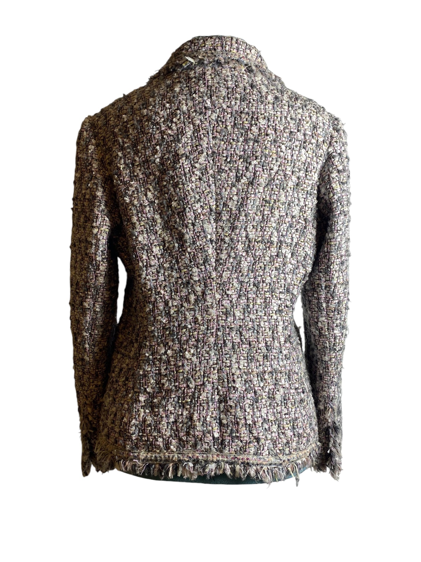 Chanel 04A Runway Baby Pink Light Grey Fantasy Tweed Jacket FR 38