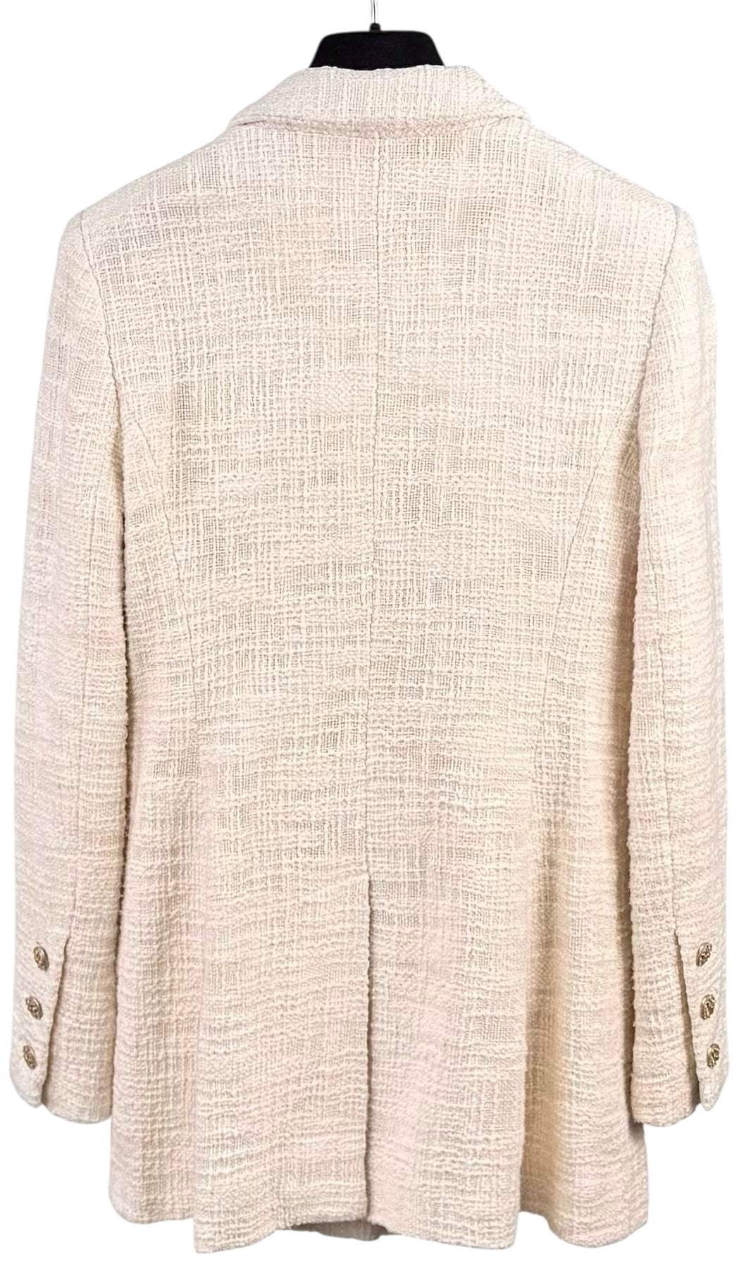 Chanel 12A Paris-Bombay Runway Ivory Ecru Cotton Blazer Long Jacket FR 38