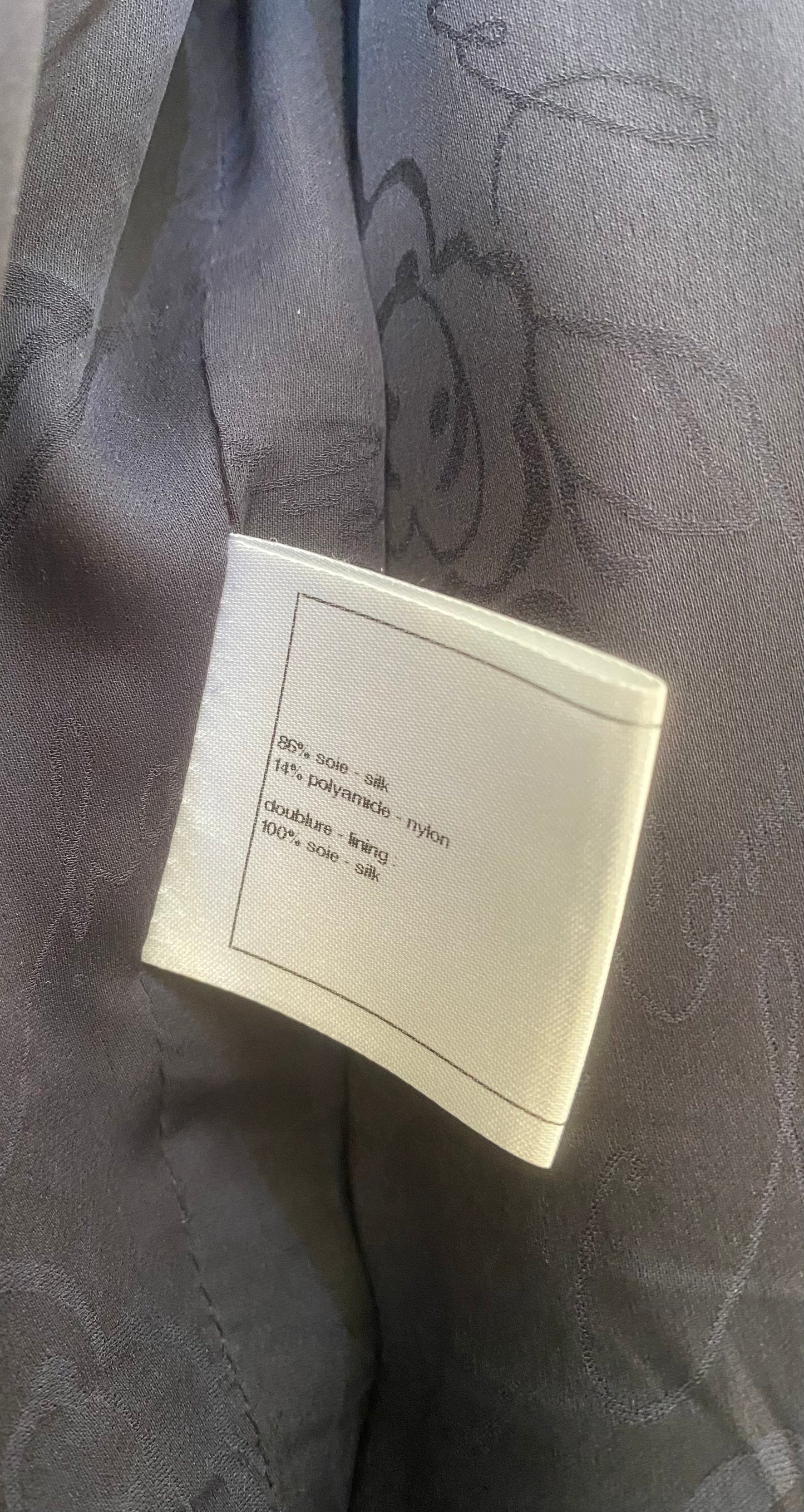 Chanel 14C Dark Navy Black Camellia Jacquard Double Jacket FR 38