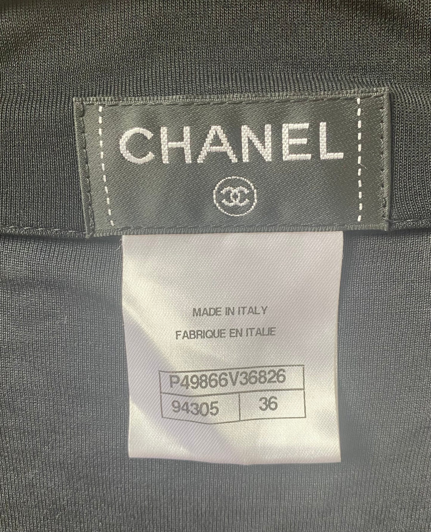CHANEL 13P BLACK BLOUSE TOP PEARL CC BUTTONS FR 36