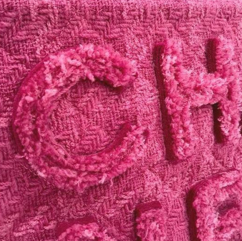 Chanel 19K Giant Large Logo Pink Fuscia Wool Tweed Shopping Bag GHW