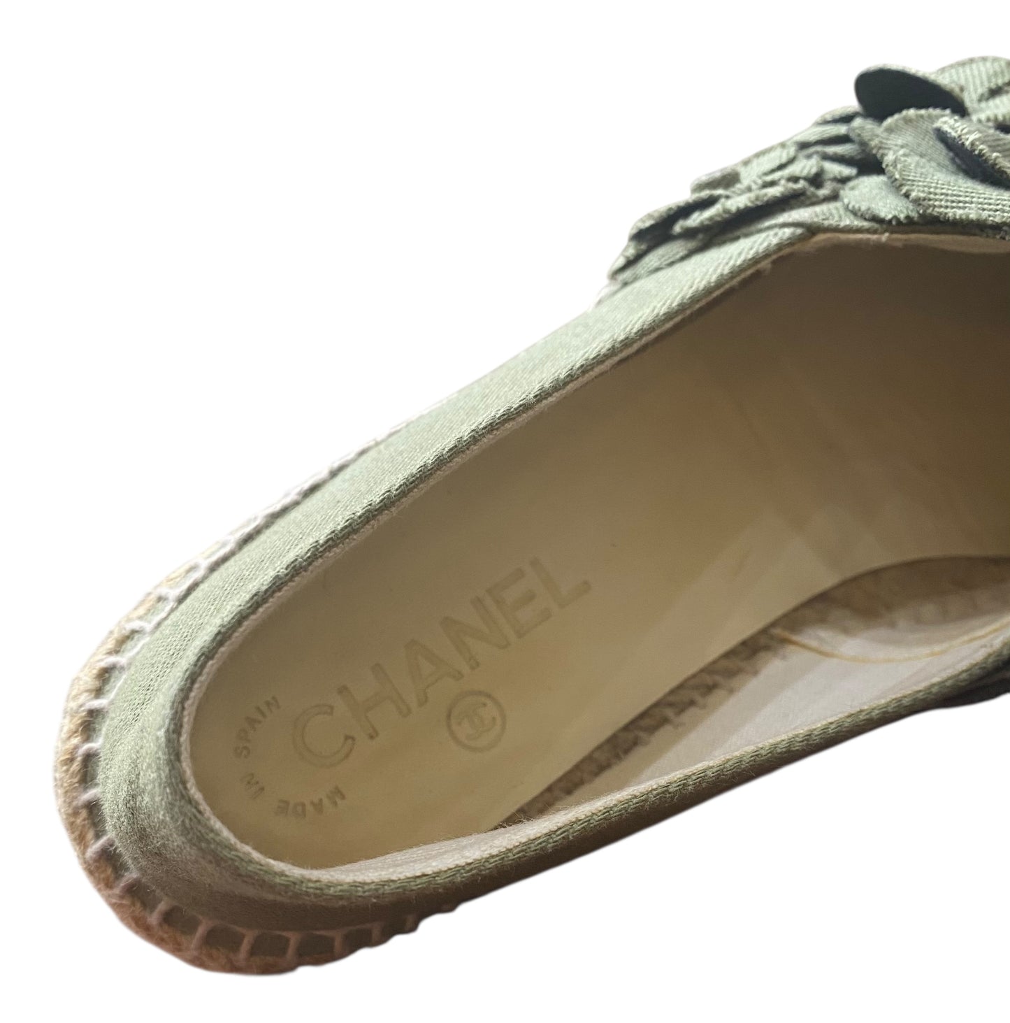 Chanel 17C Coco Cuba Camellia Khaki Green Espadrilles EU 41