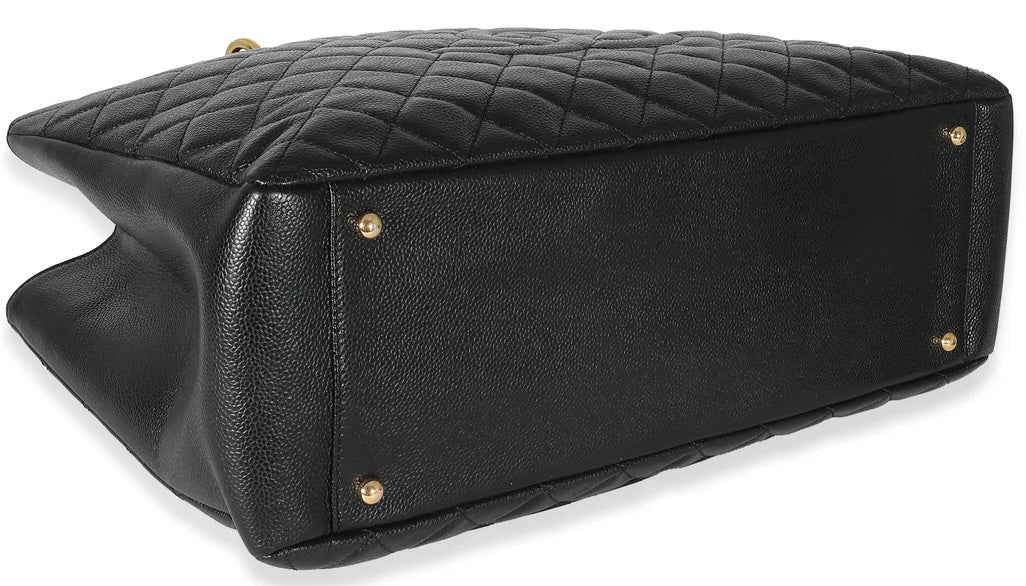 Chanel Black Caviar Quilted XL Grand Shopping Tote GST Gold Hardware