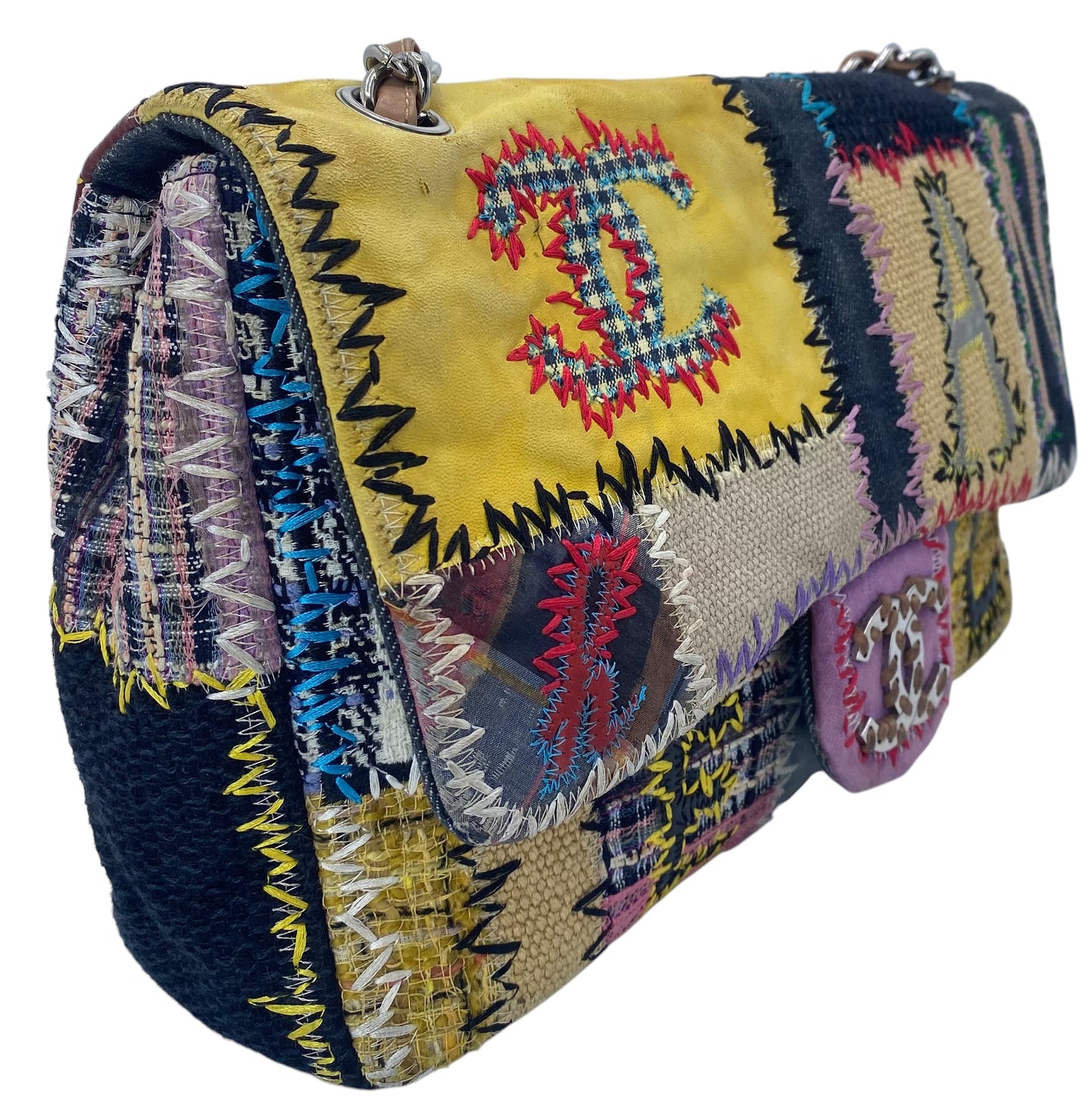 Chanel 2011 Jumbo Patchwork Multicolor Classic Flap Bag