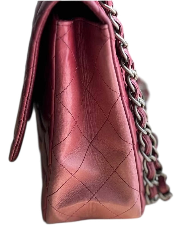 Chanel Ombre Degradé Pink Burgundy Quilted Leather Jumbo Classic Single Flap Bag