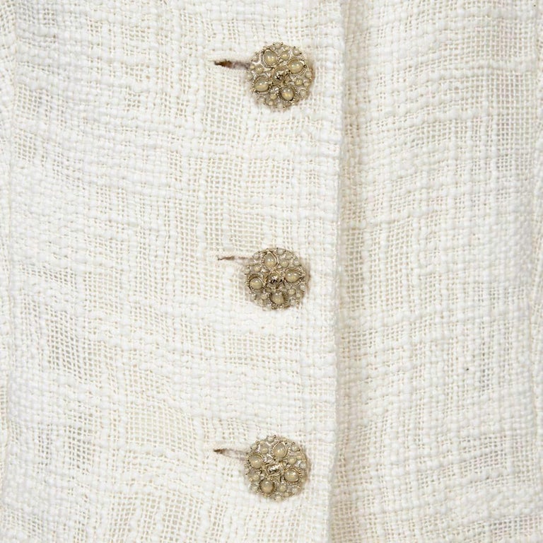 Chanel 12A Paris-Bombay Runway Ivory Ecru Cotton Blazer Long Jacket FR 38