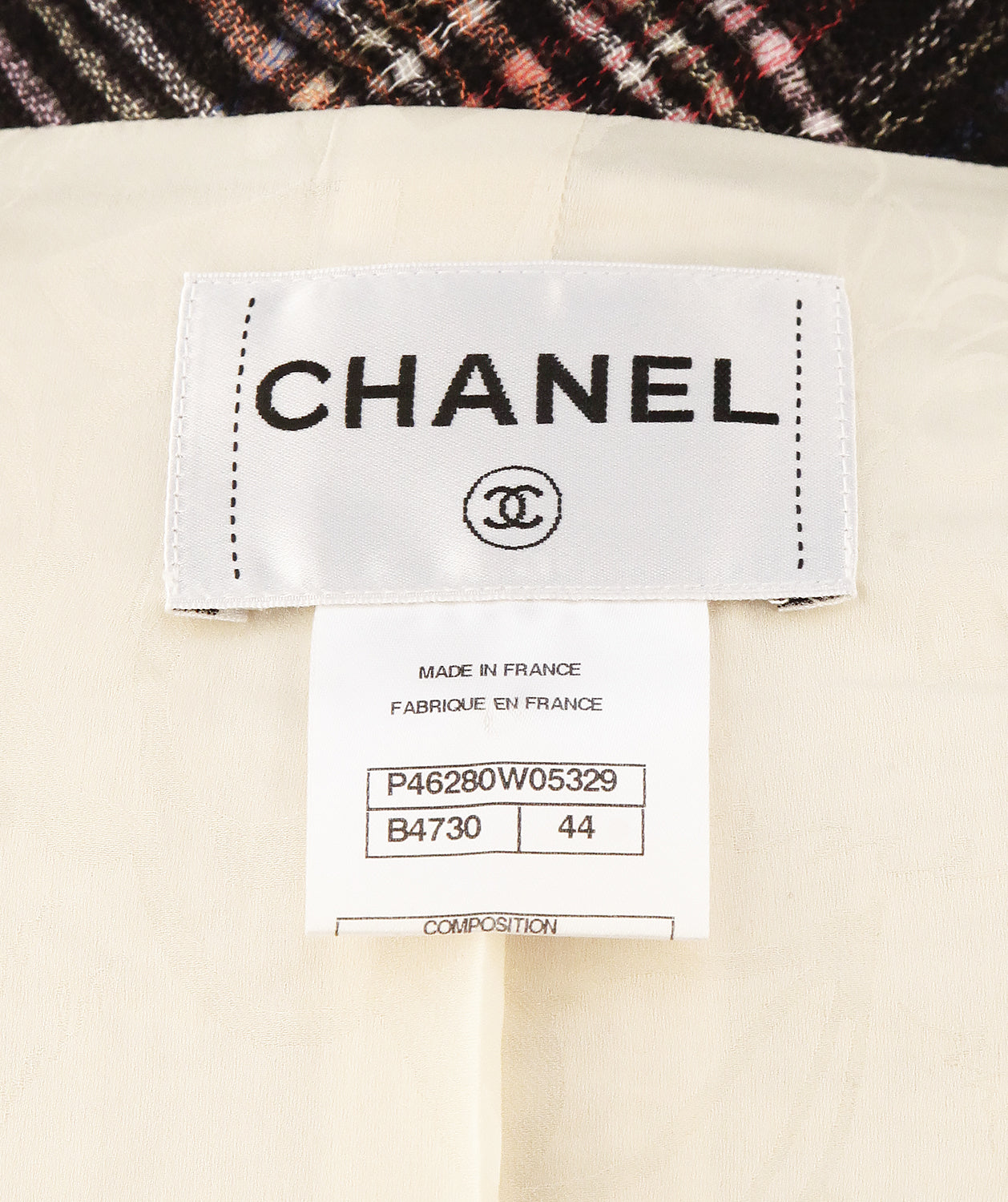 CHANEL 13A PARIS EDINBURGH ECRU TWEED JACKET GRIPOIX BUTTONS FR 44