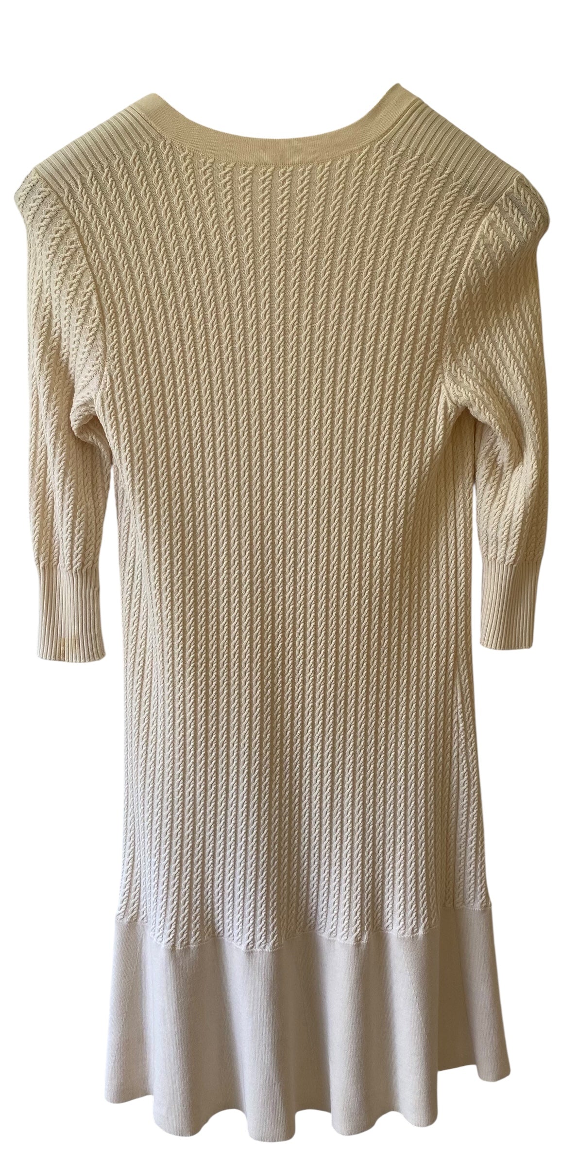 CHANEL 18A HAMBURG CREAM KNIT ANCHOR CC BUTTONS Mini DRESS FR 38