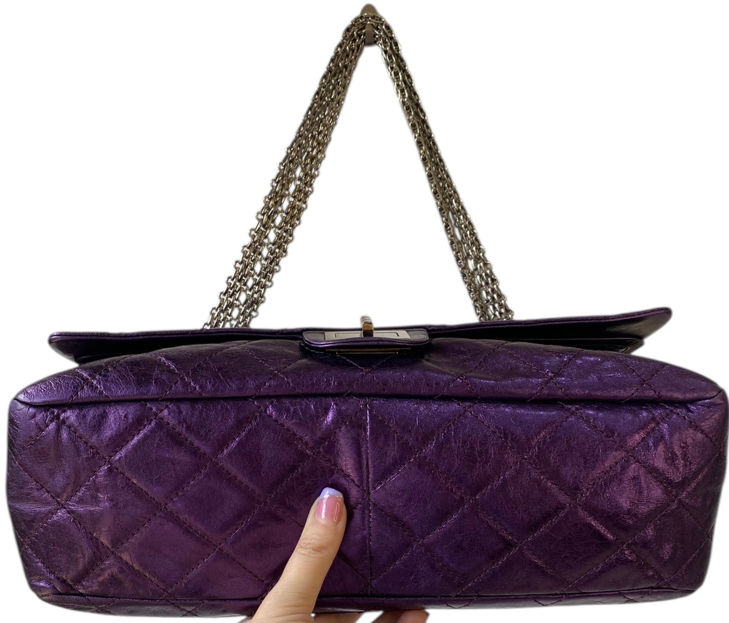 Chanel Metallic Royal Purple Quilted Leather Reissue 2.55 Classic 228 Maxi Flap Bag