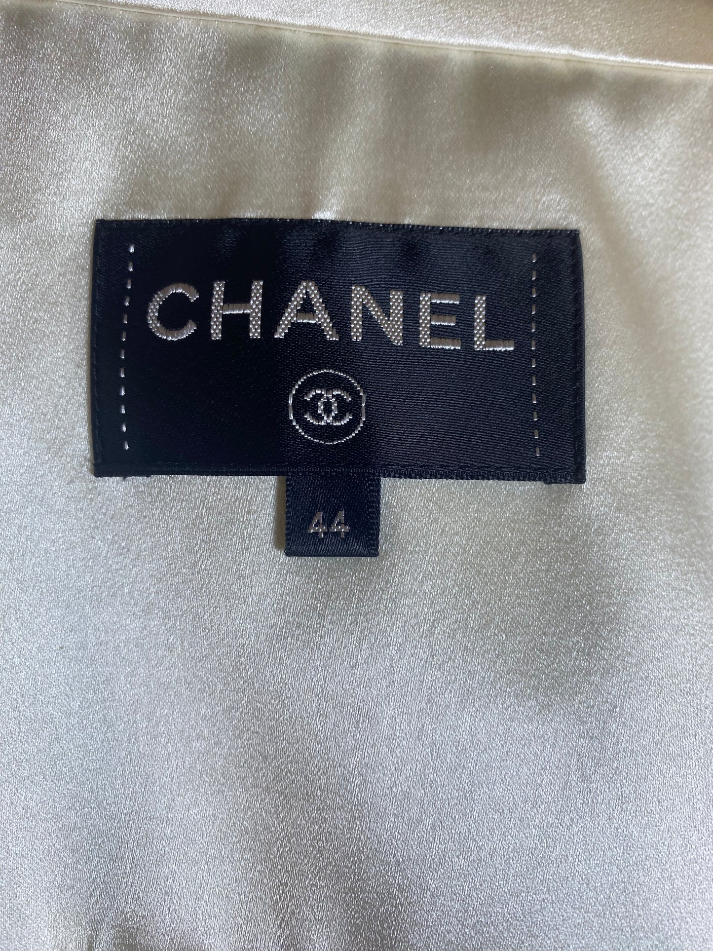Chanel 21P Spring Silk Logo Mini Dress FR 44