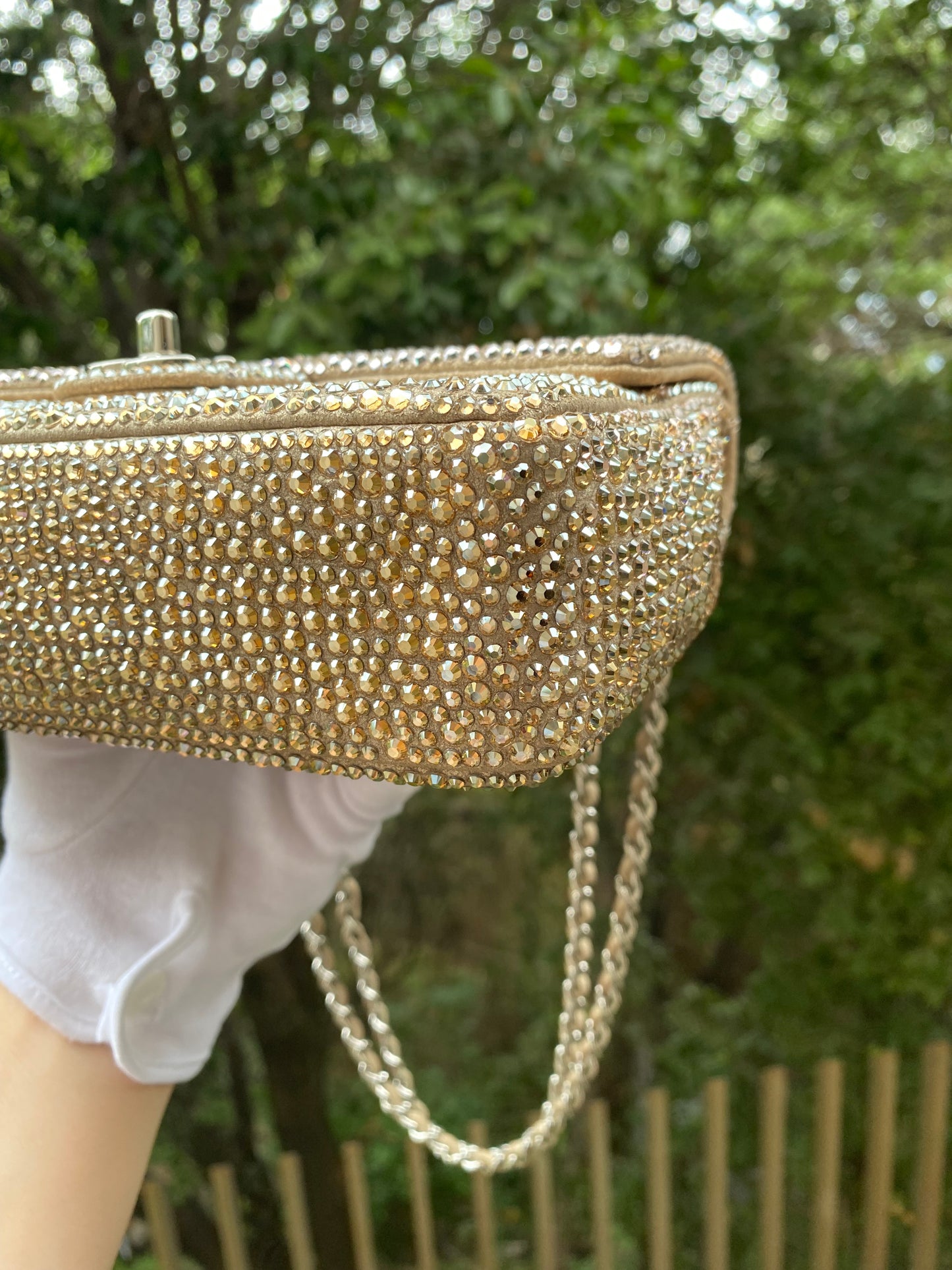 Chanel 2015 Swarovski Crystals Mini Square Classic Flap Bag
