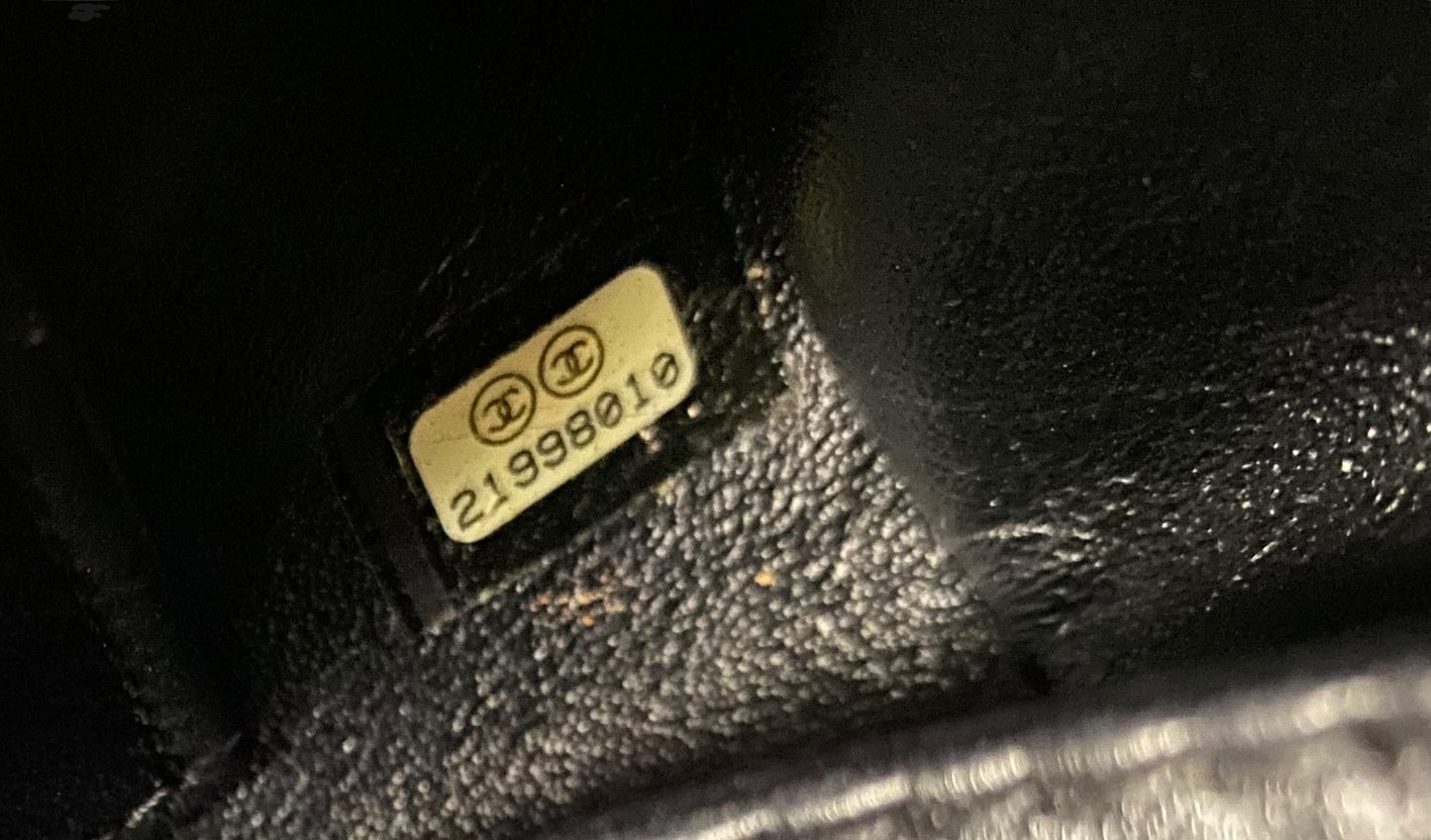 Chanel Classic Black CC Kisslock Lambskin Frame Compartment Bag