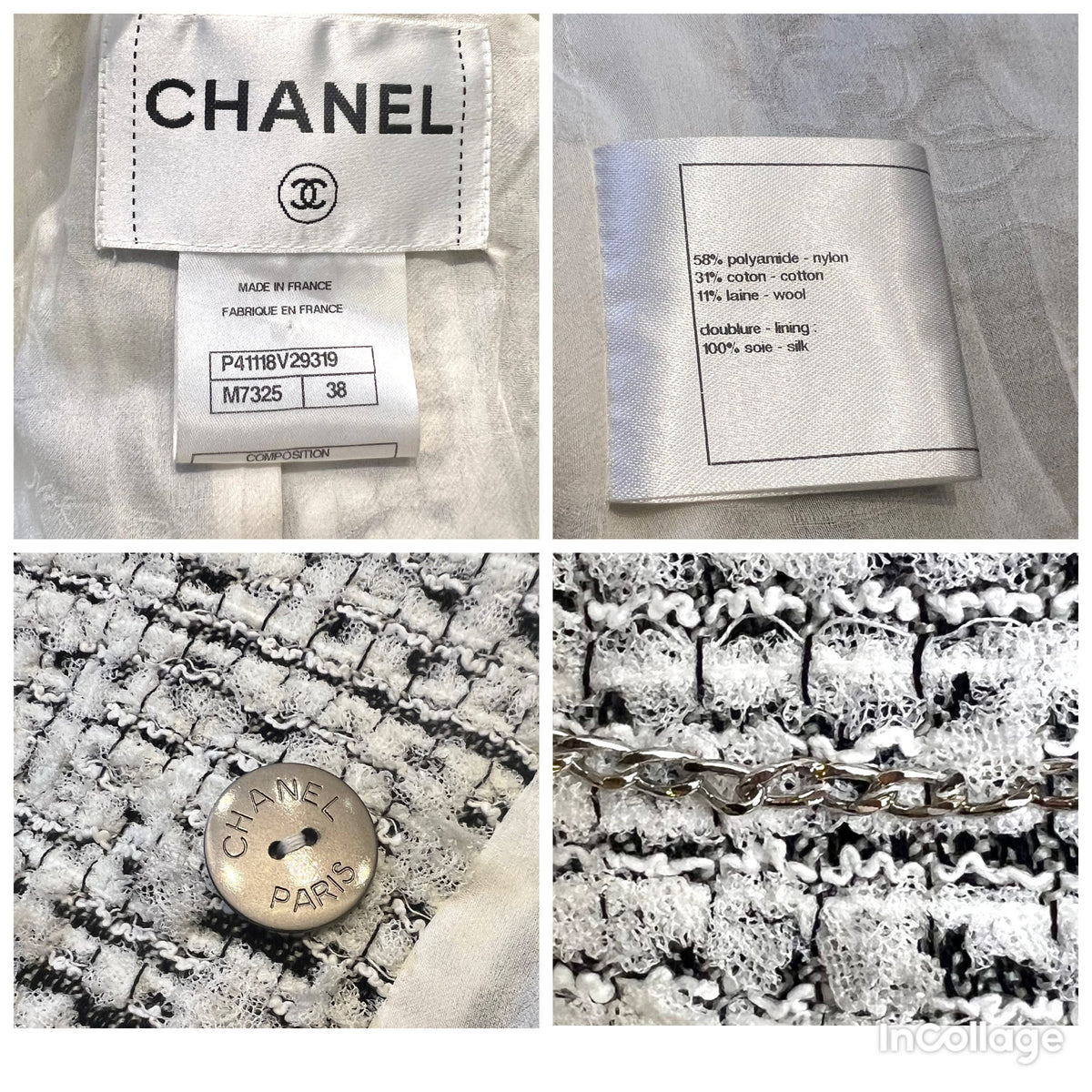Chanel 11P Runway White Black Tweed Double Breasted Jacket FR 38