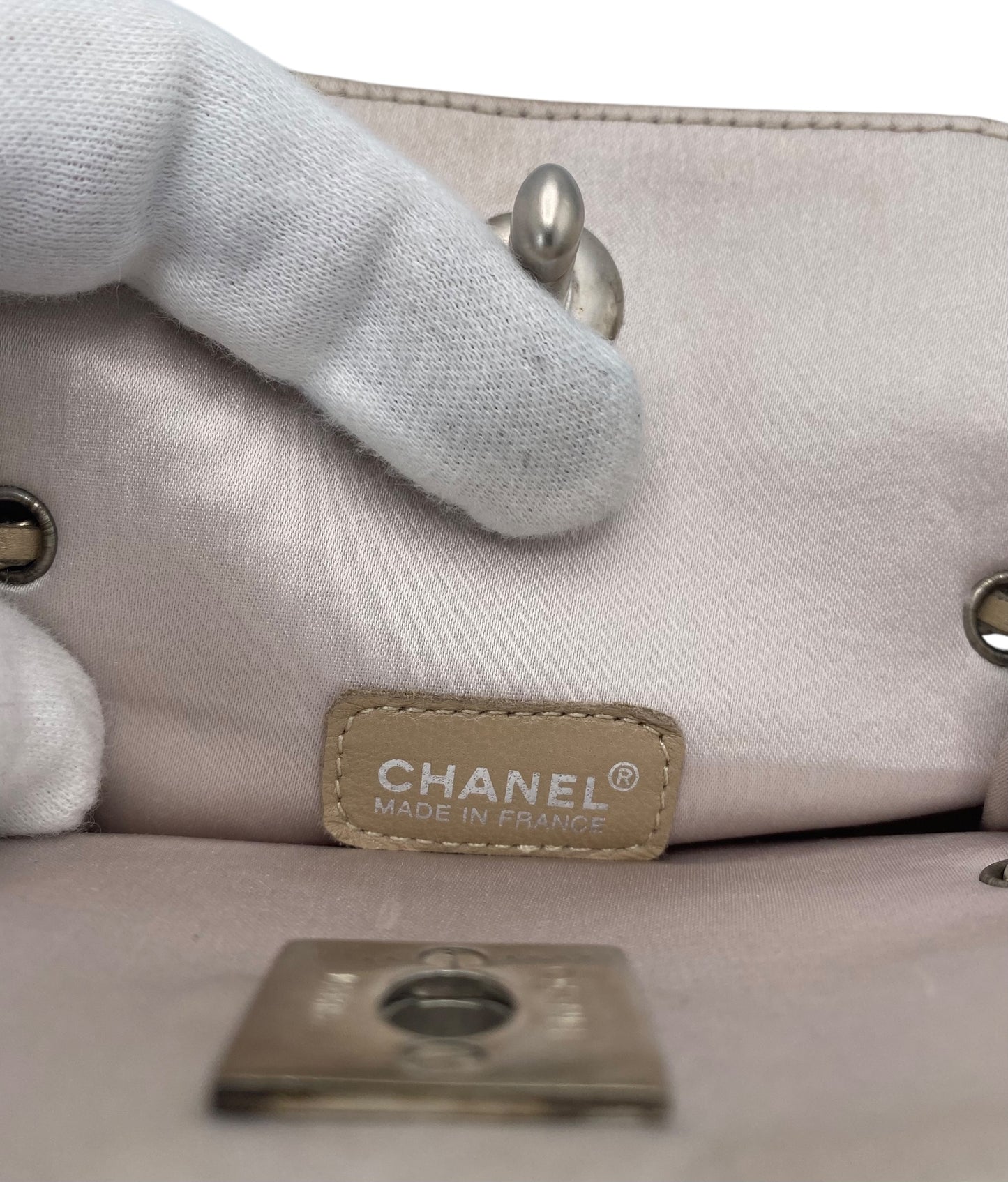 Vintage Chanel Extra Mini Beige Canvas CC Travel Ligne Bag