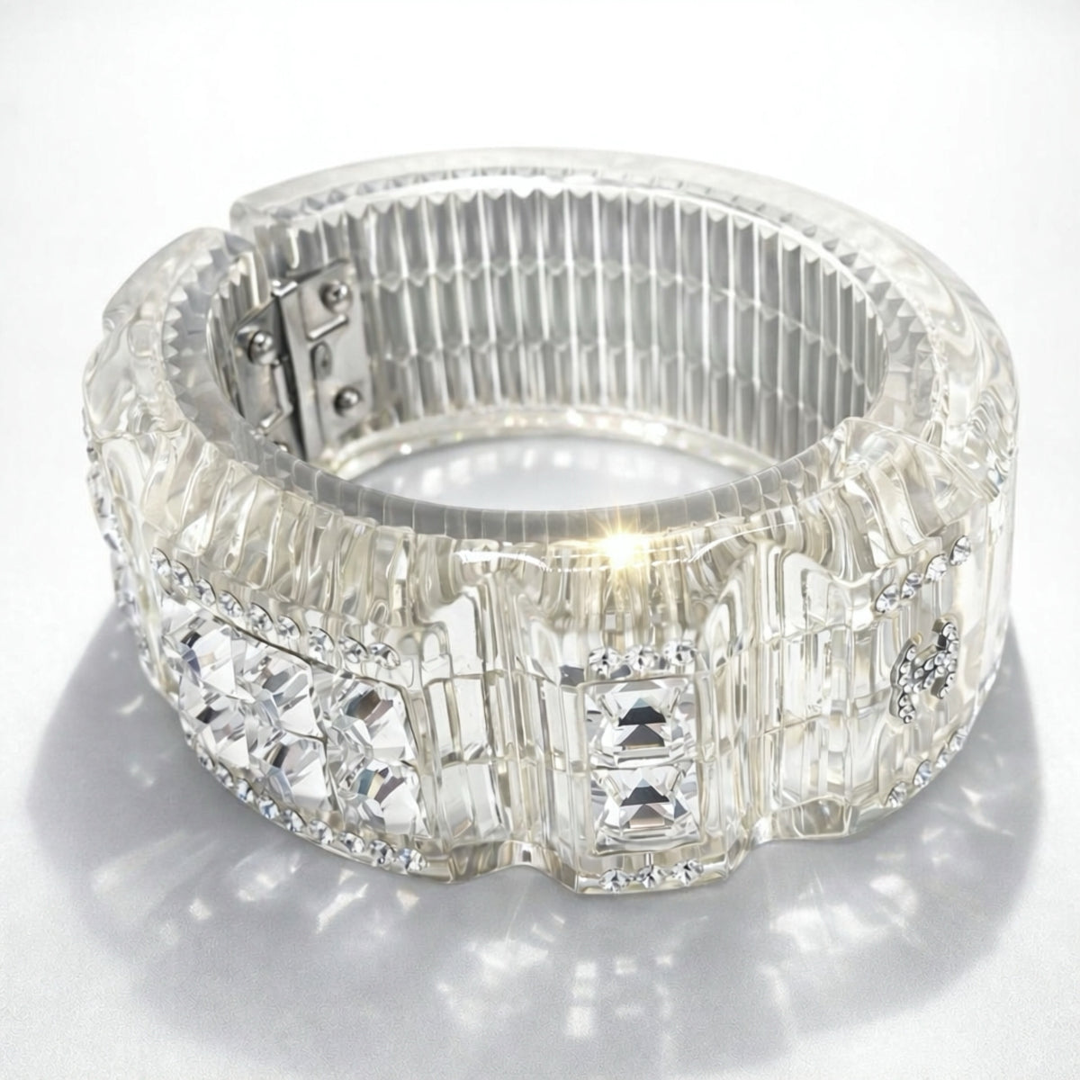 RARE Chanel 15C Paris Dubai FULL Swarovski Crystal Cuff Bracelet