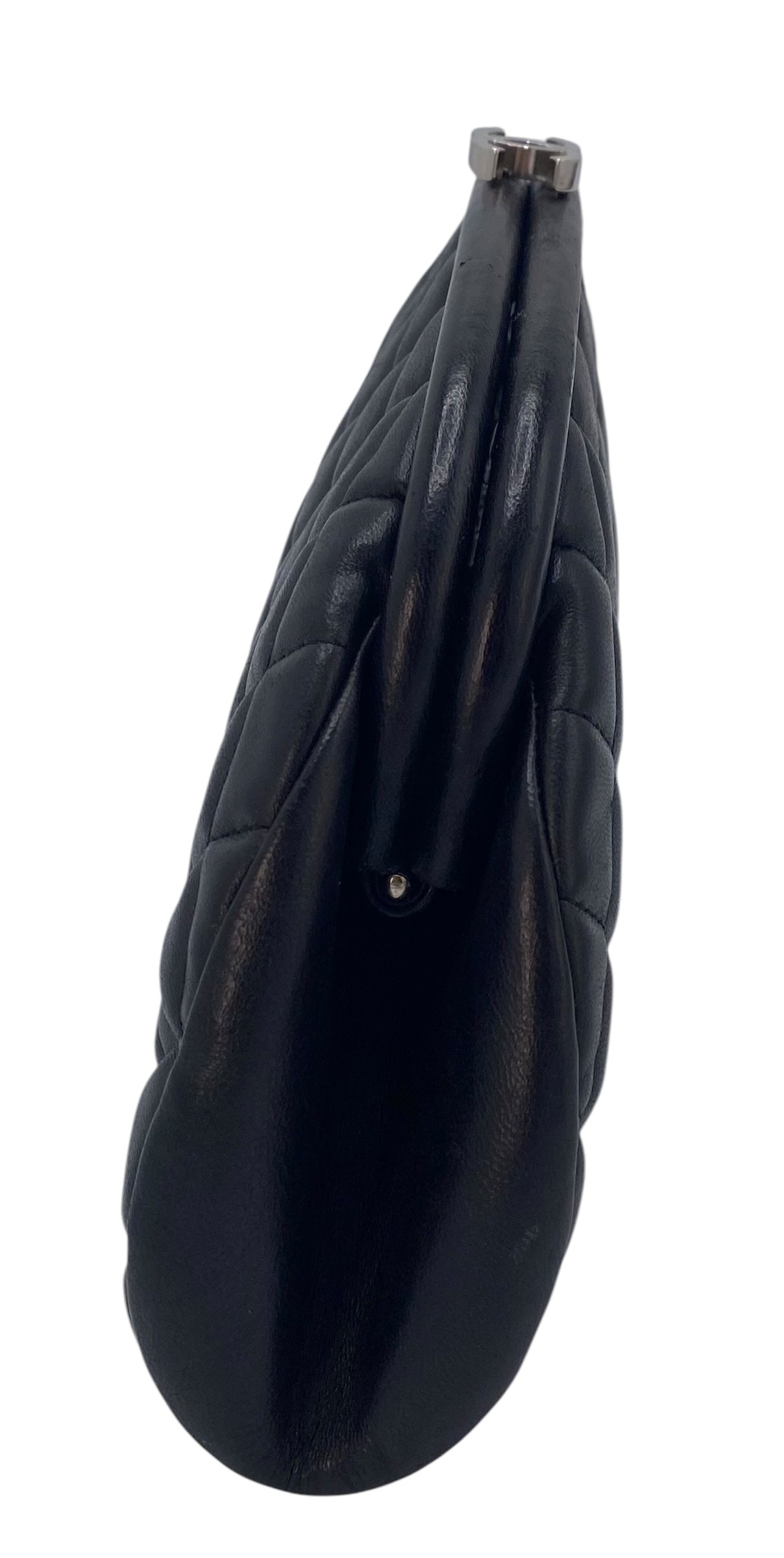 Chanel Black Quilted Lambskin Leather Timeless Classic Clutch Bag