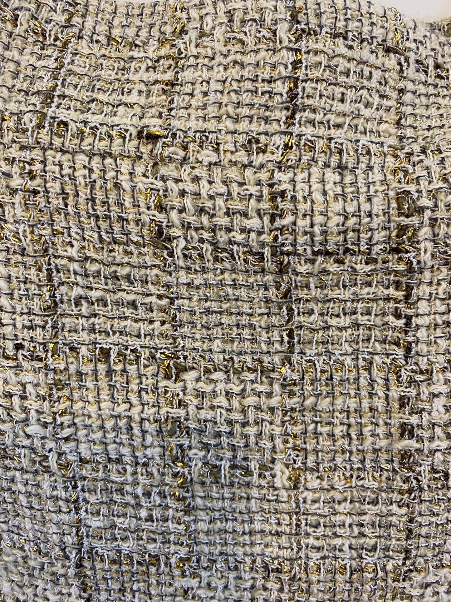 Chanel 10P Fantasy Tweed Skirt Beige Metallic Gold FR 42