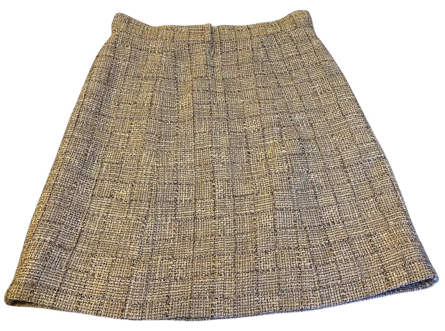Chanel 10P Fantasy Tweed Skirt Beige Metallic Gold FR 42